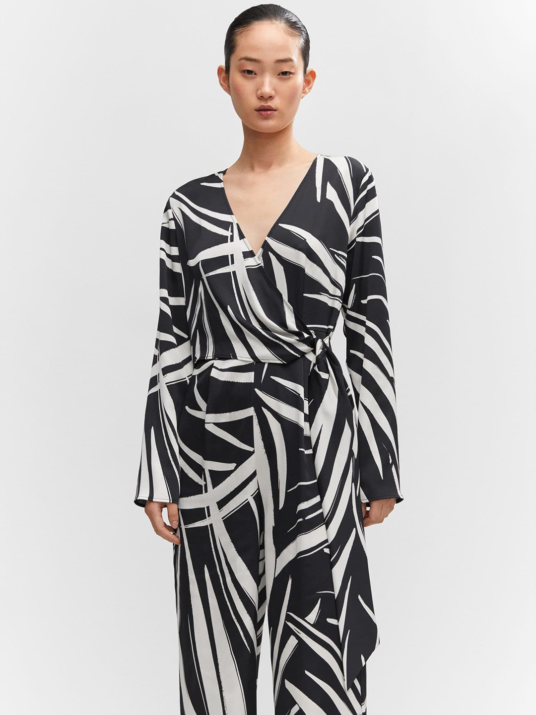 

MANGO Printed Basic Jumpsuit, Black