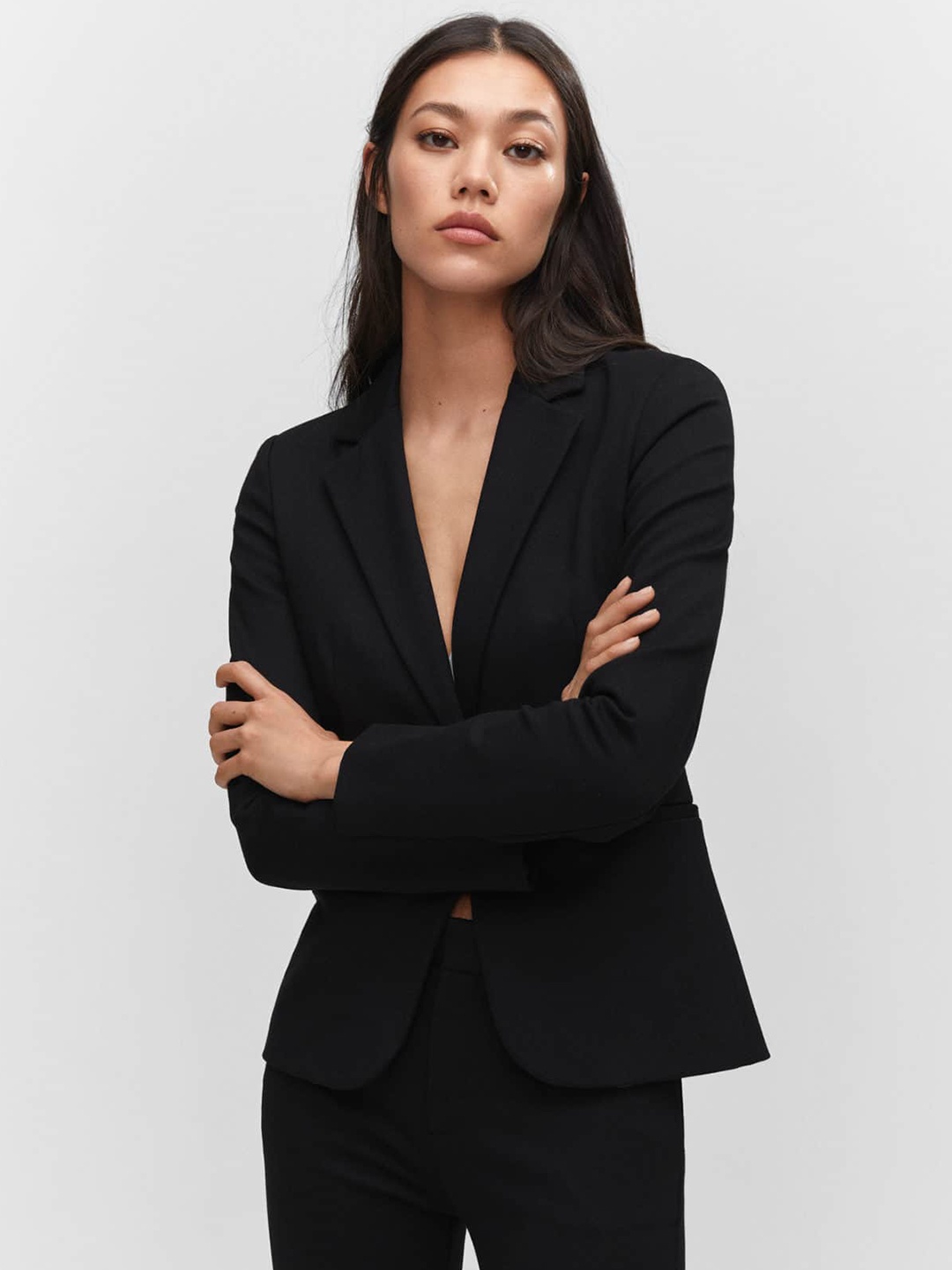 

MANGO Single-Breasted Formal Blazer, Black