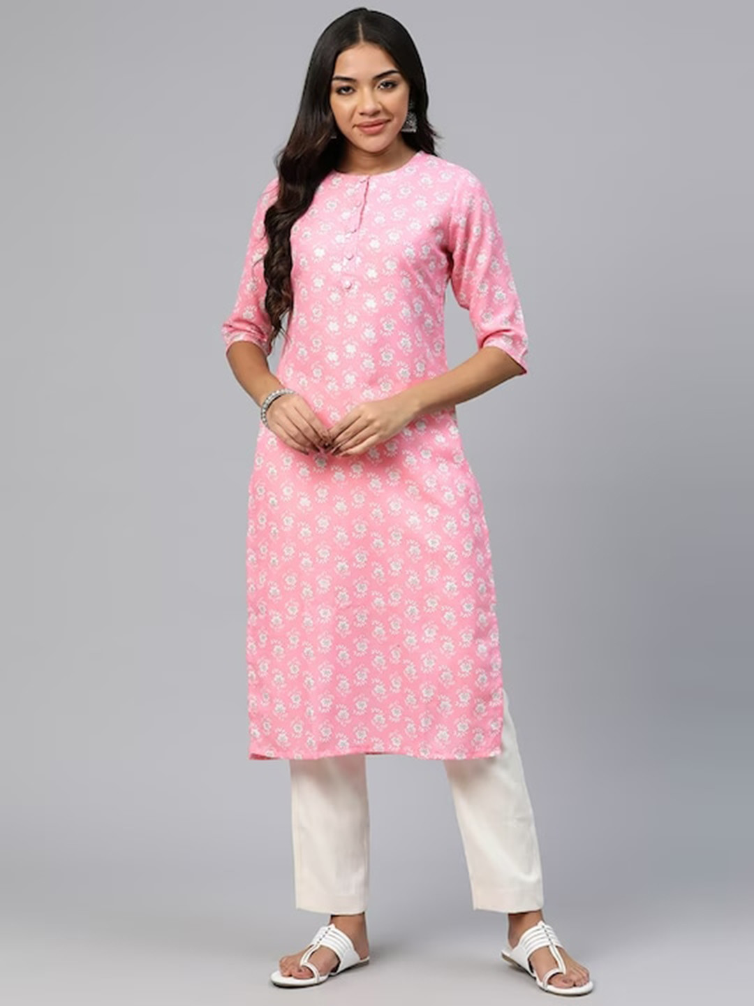 

KALINI Floral Printed Kurta, Pink