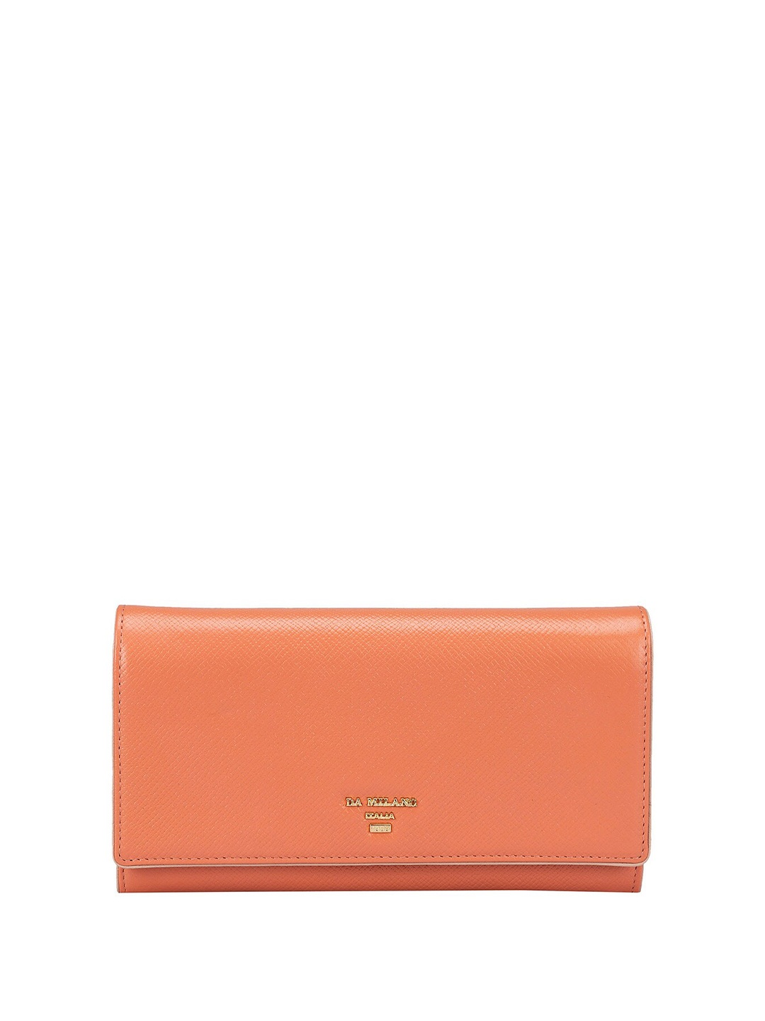 

Da Milano Women Textured Leather Two Fold Wallet, Coral