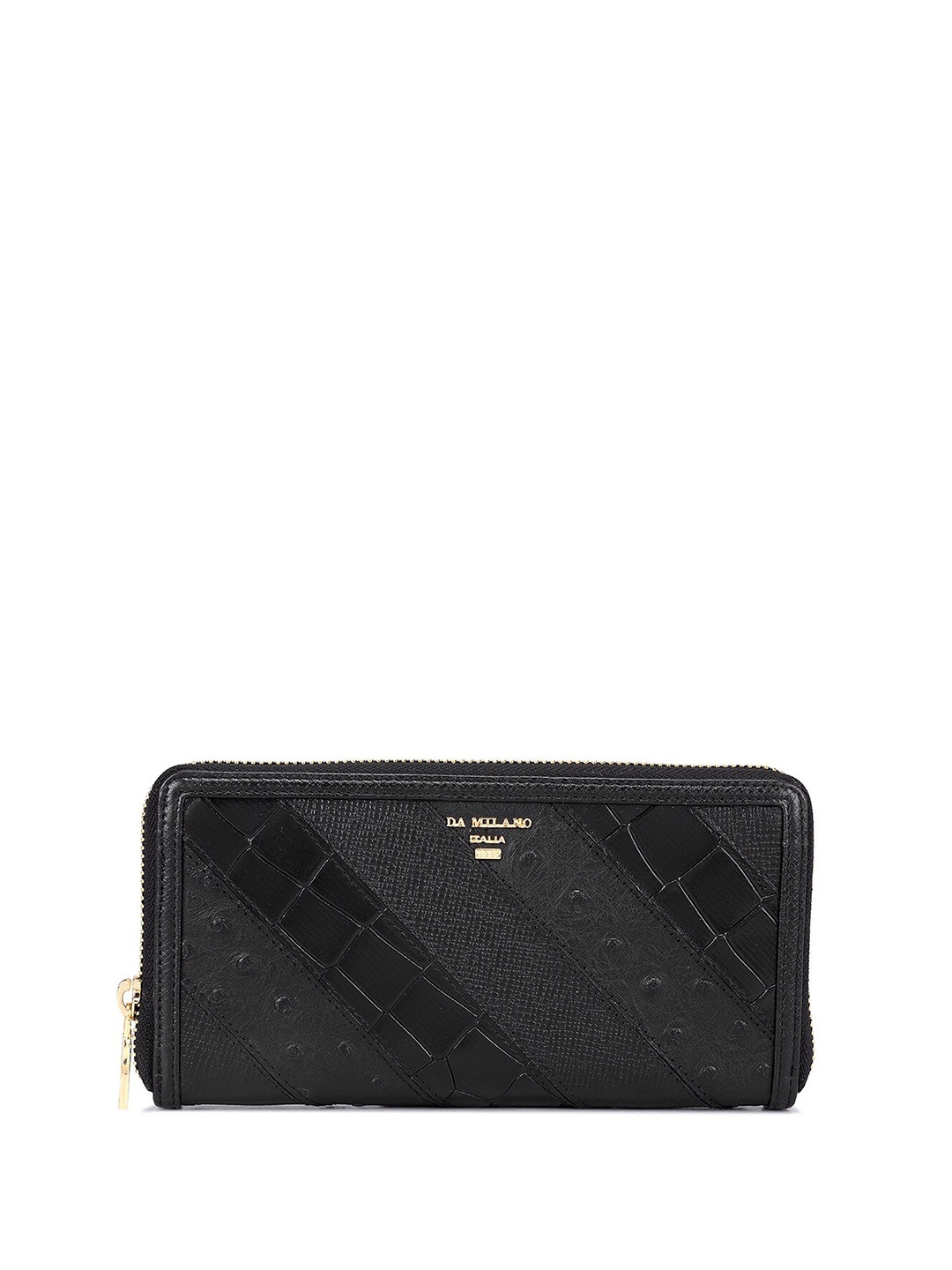 

Da Milano WomenTextured Leather Zip Around Wallet, Black