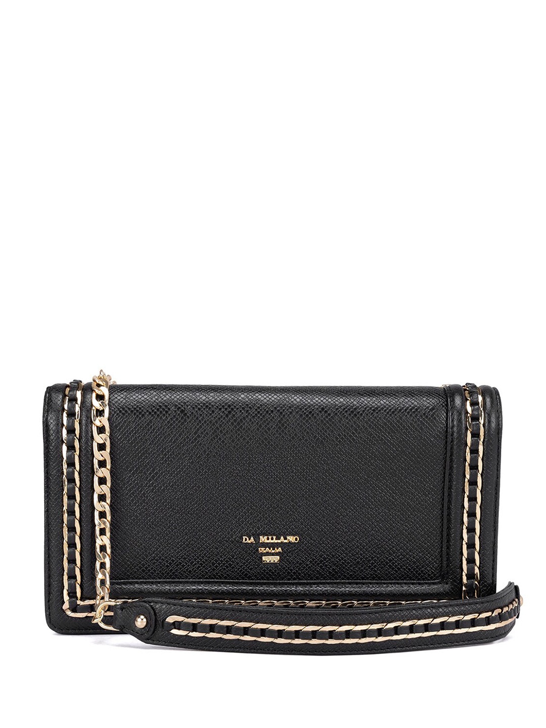 

Da Milano Textured Leather Two Fold Wallet, Black