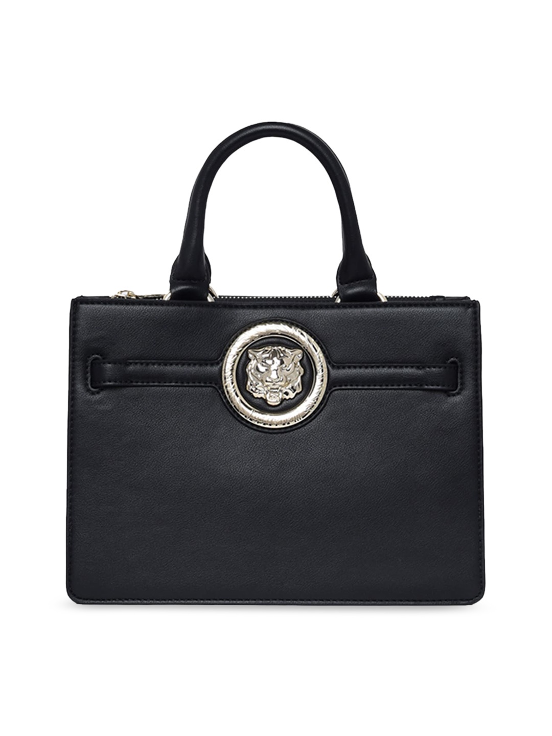 

Just Cavalli Leather Structured Handheld Bag, Black