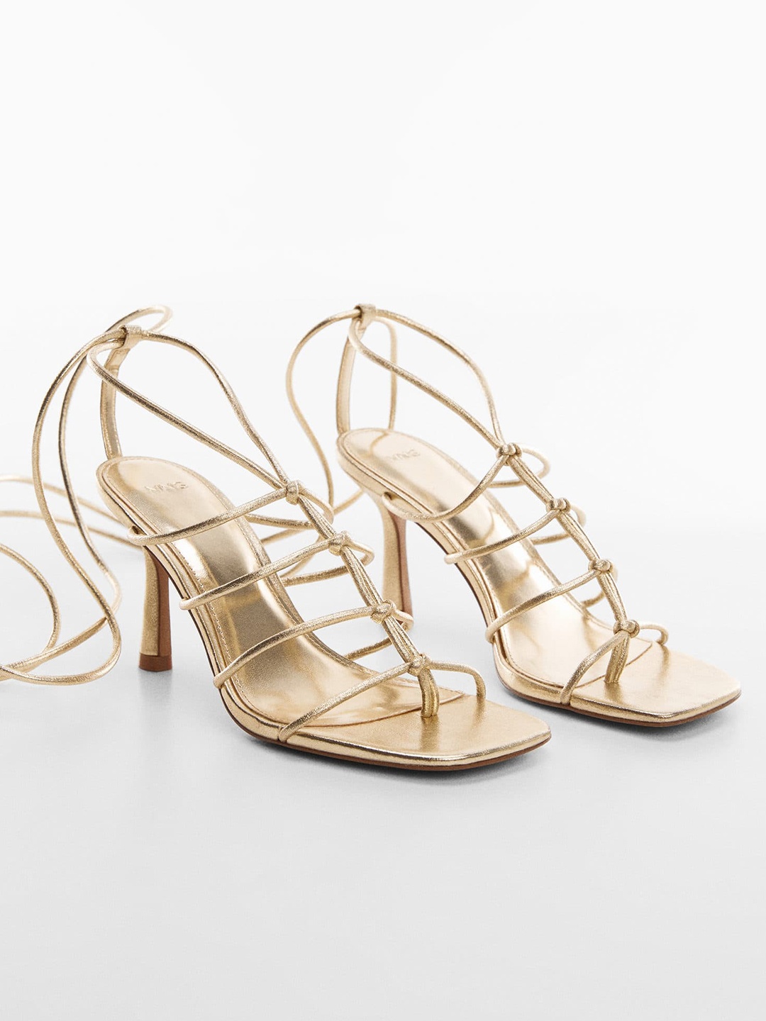 

MANGO Party High-Top Slim Heel Gladiators, Gold
