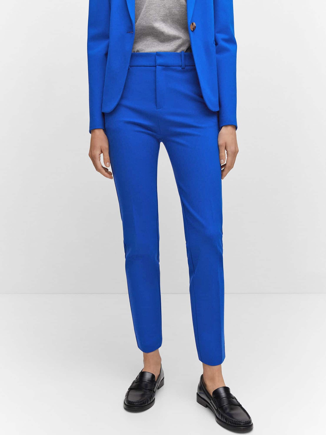 

MANGO Women Solid Trousers, Blue