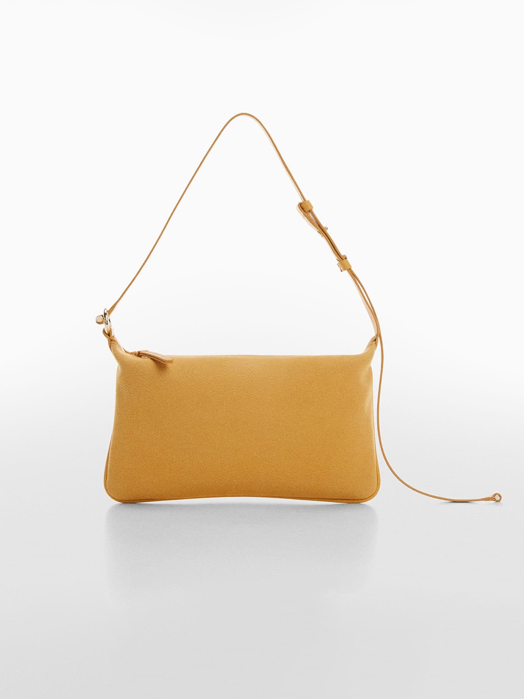 

MANGO Women Textured Leather Structured Shoulder Bag, Yellow