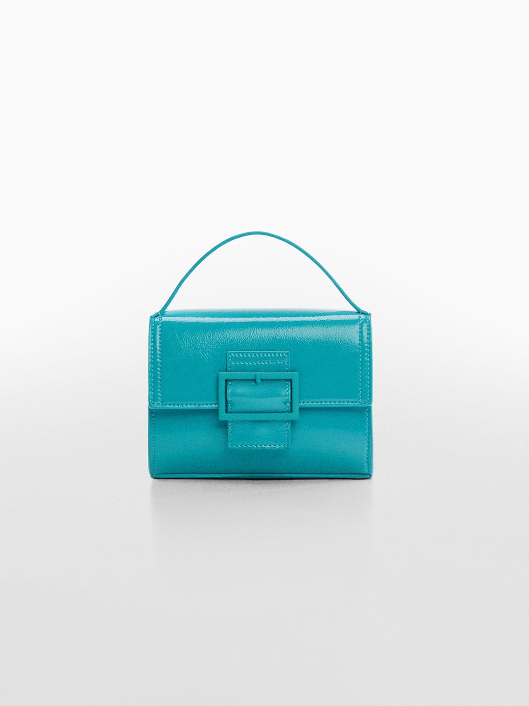 

MANGO Women Structured Handheld Bag With Buckle Detail, Blue