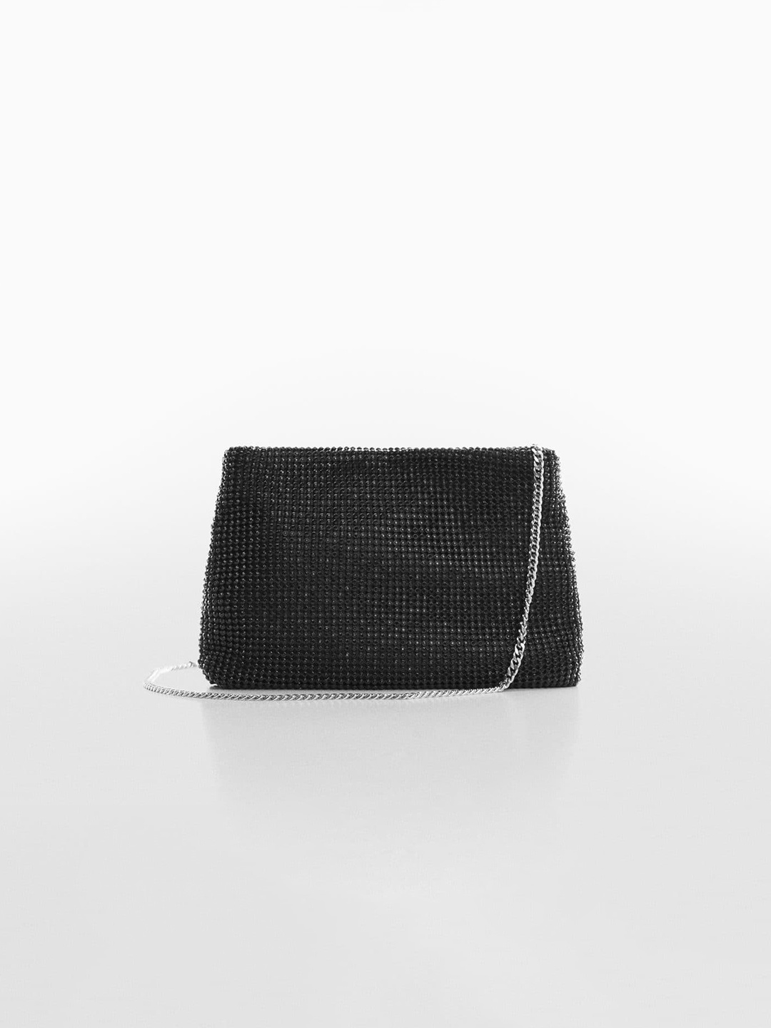 

MANGO Women Rhinestones Embellished Structured Party Sling Bag, Black