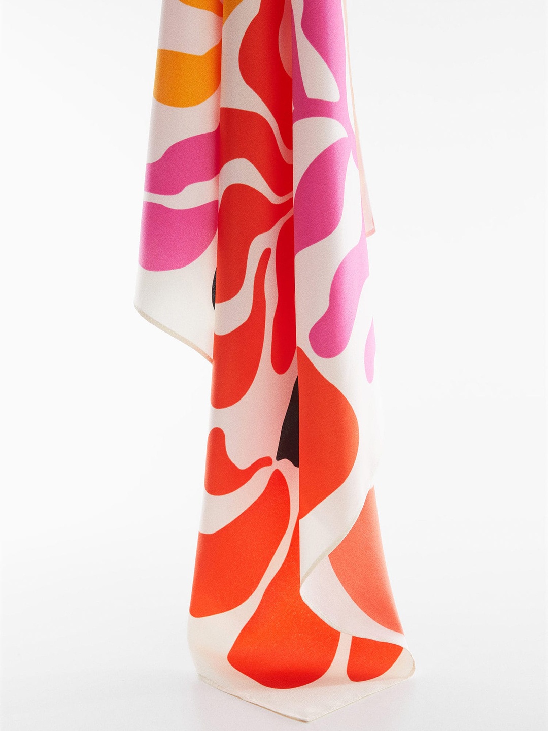 

MANGO Women Satin Finish Printed Scarf, White