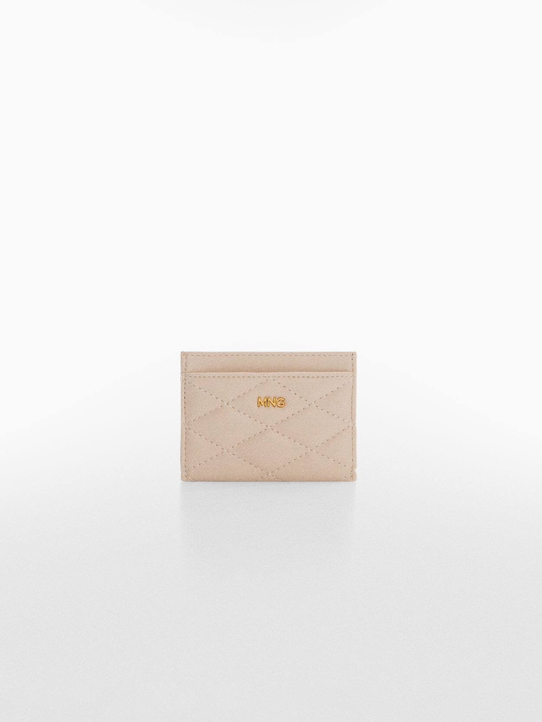 

MANGO Women Geometric Textured Card Holder with Quilted Detail, Off white