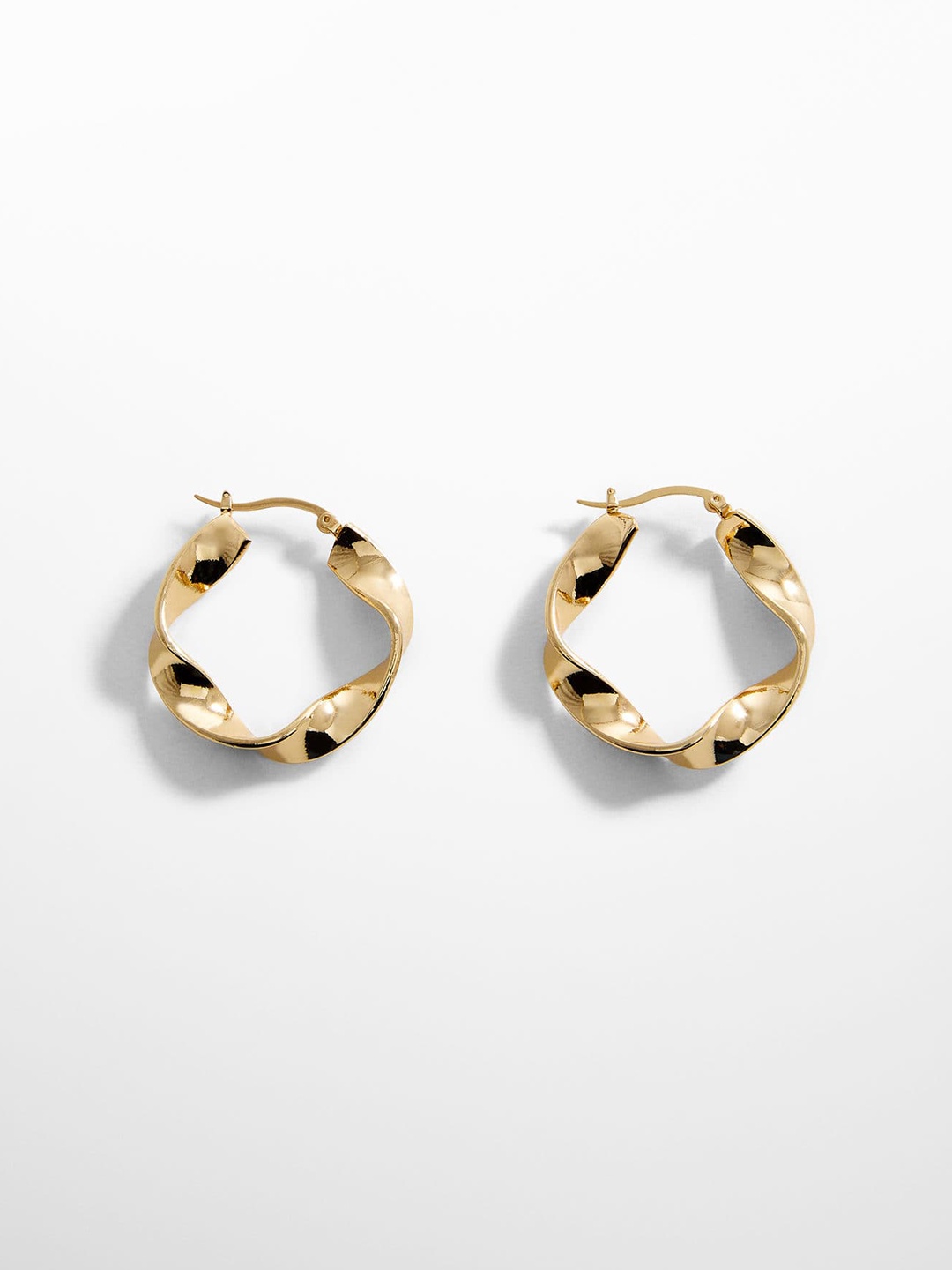

MANGO Twisted Hoop Earrings, Gold
