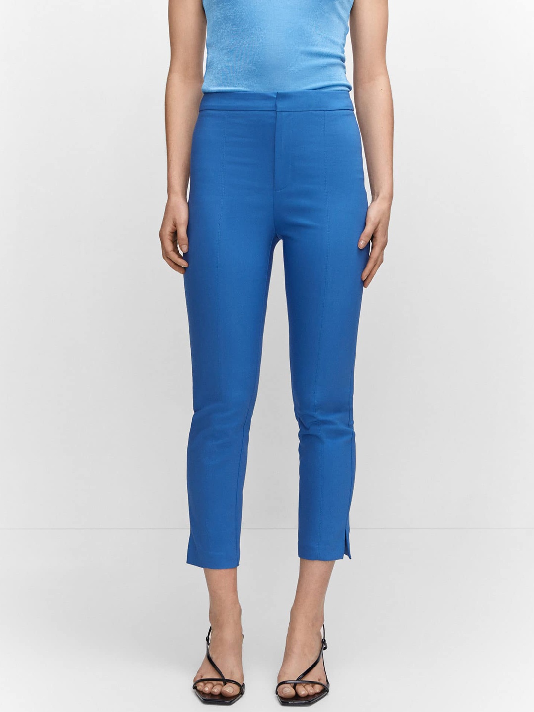 

MANGO Women Cropped Trousers, Blue