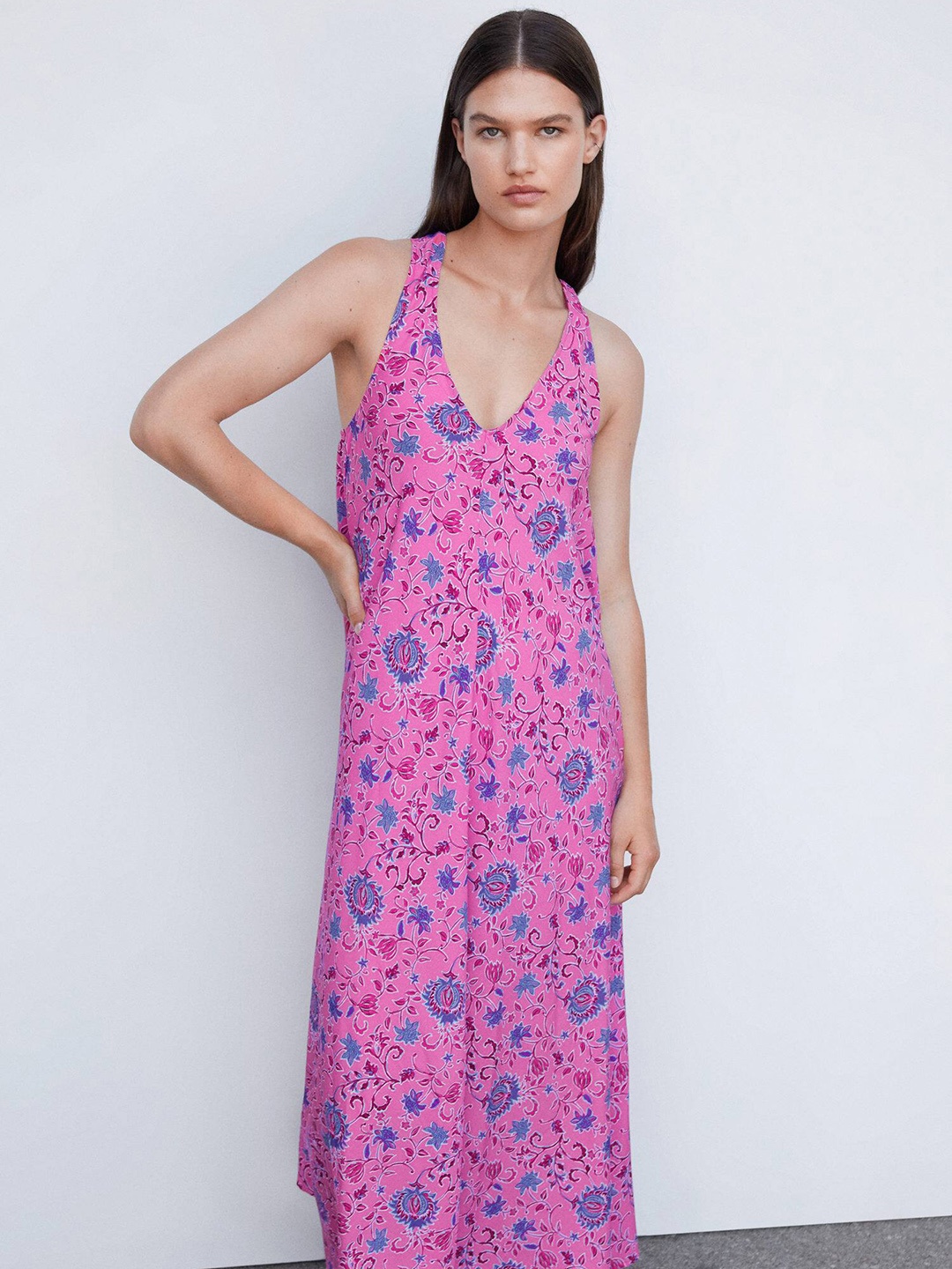 

MANGO Floral Print Maxi Dress, Pink