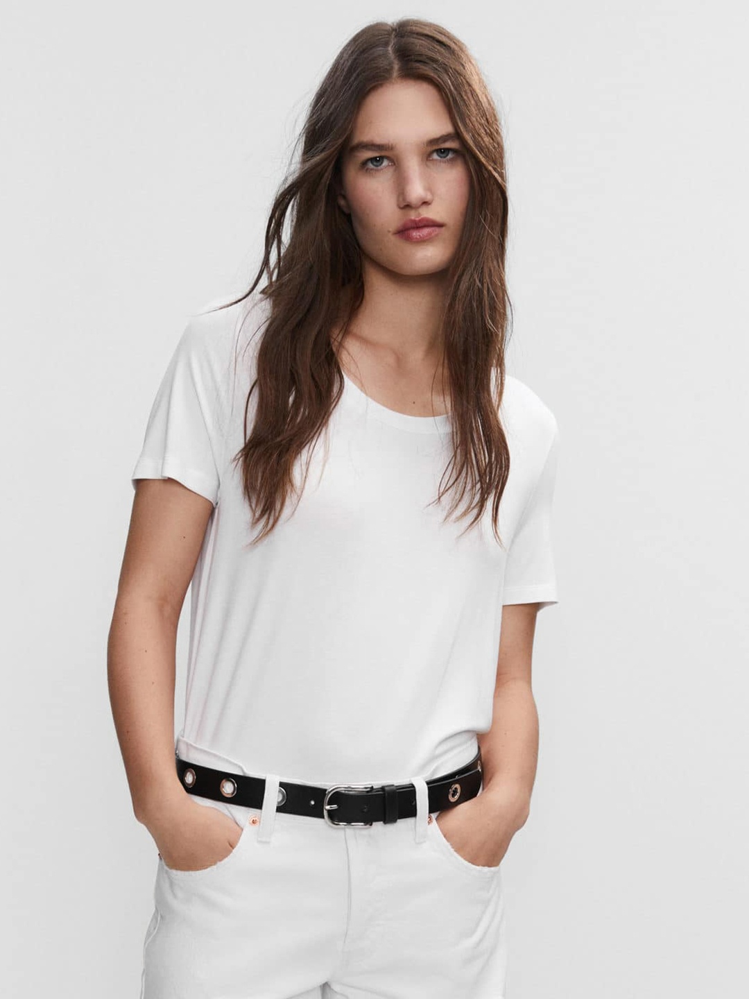 

MANGO Women Solid T-shirt, White