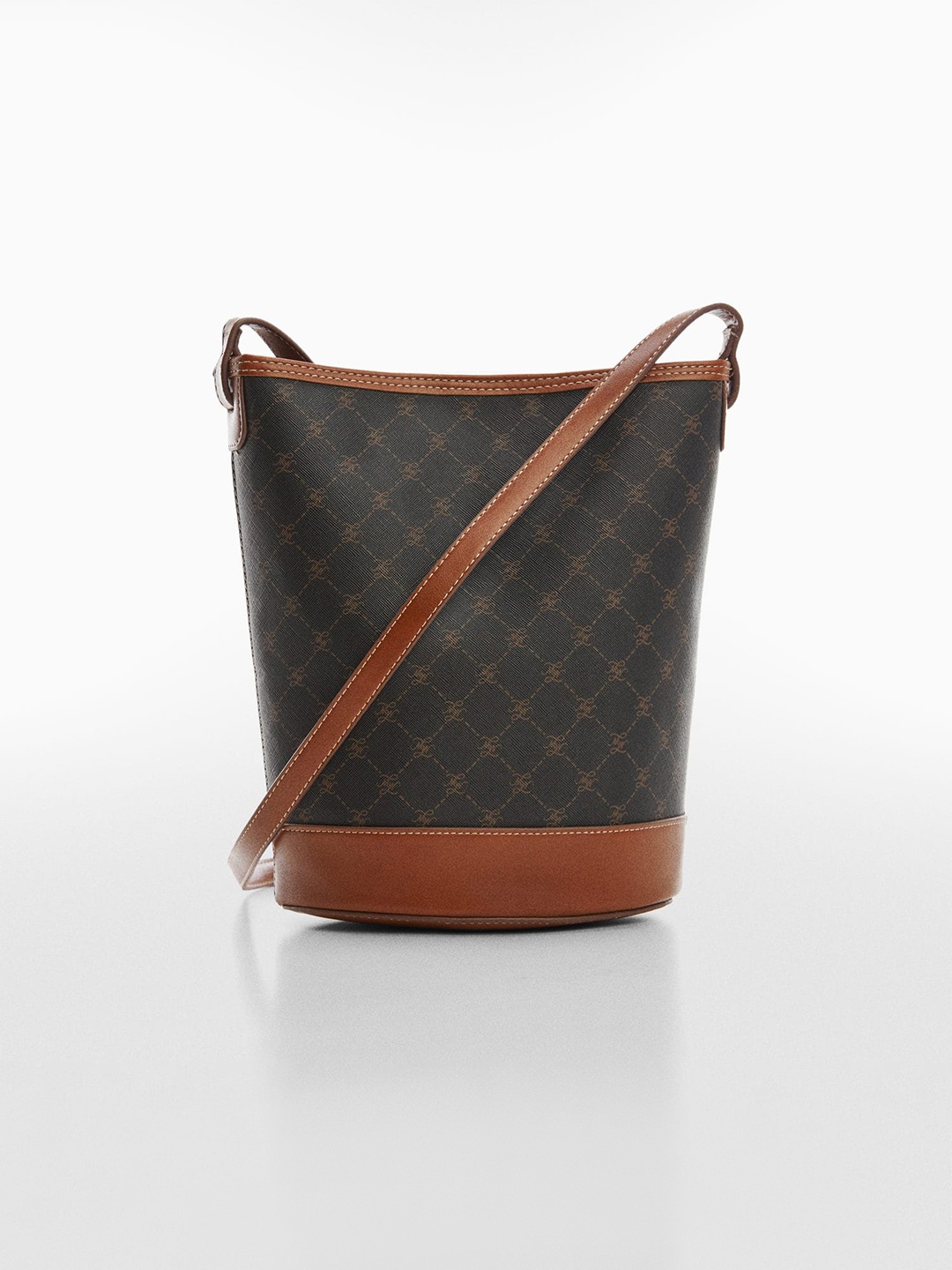 

MANGO Women Brand Logo Printed PU Structured Sling Bag, Black