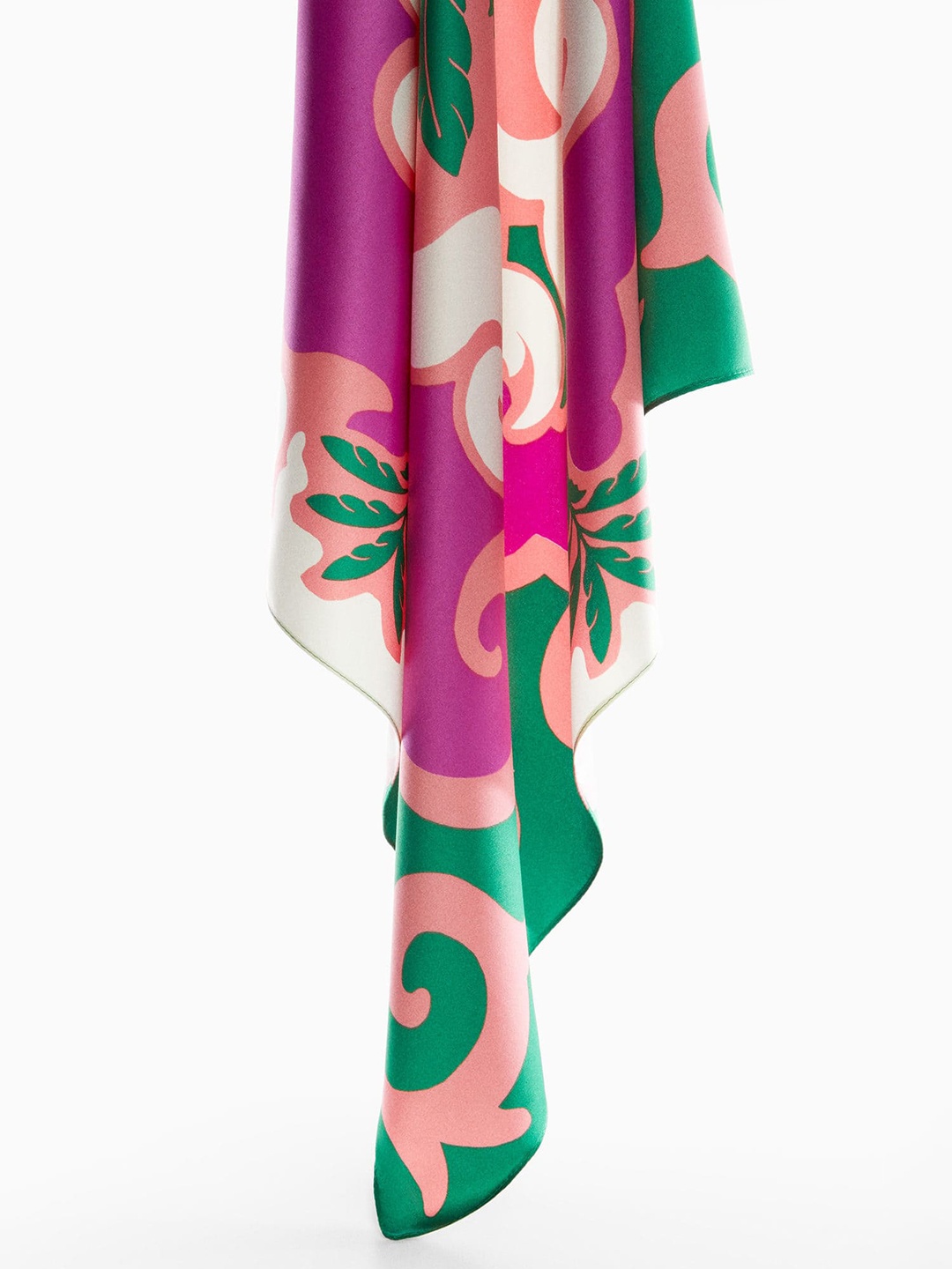 

MANGO Women Satin Finish Printed Scarf, Magenta