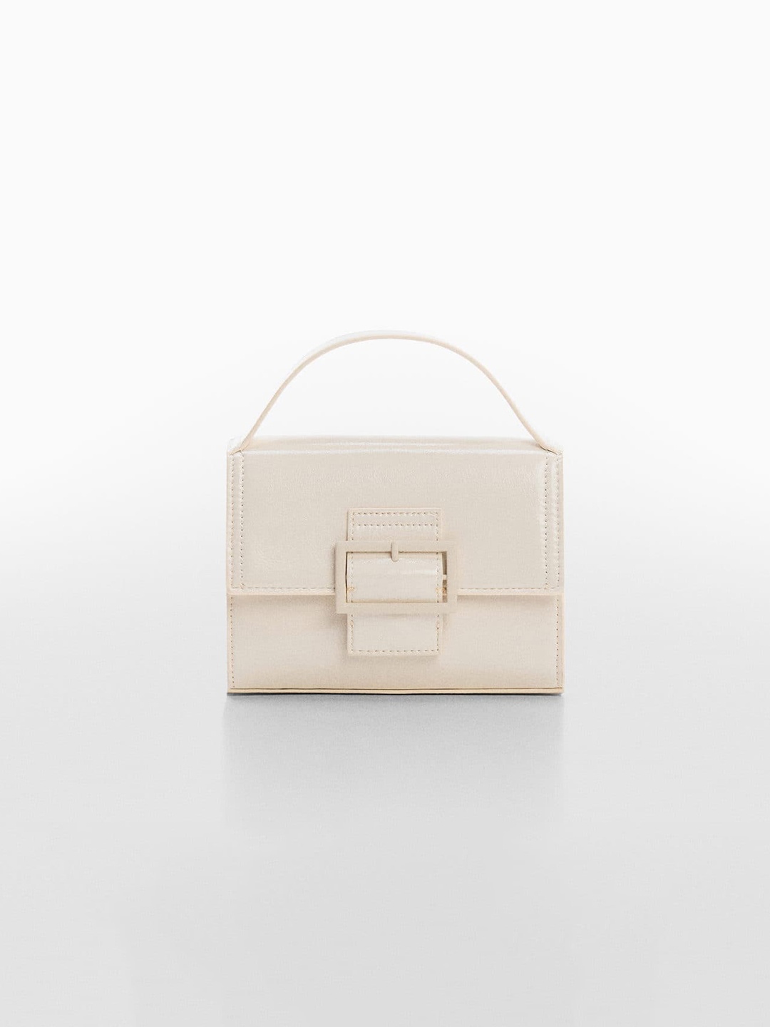 

MANGO Women Structured Handheld Bag With Buckle Detail, Off white