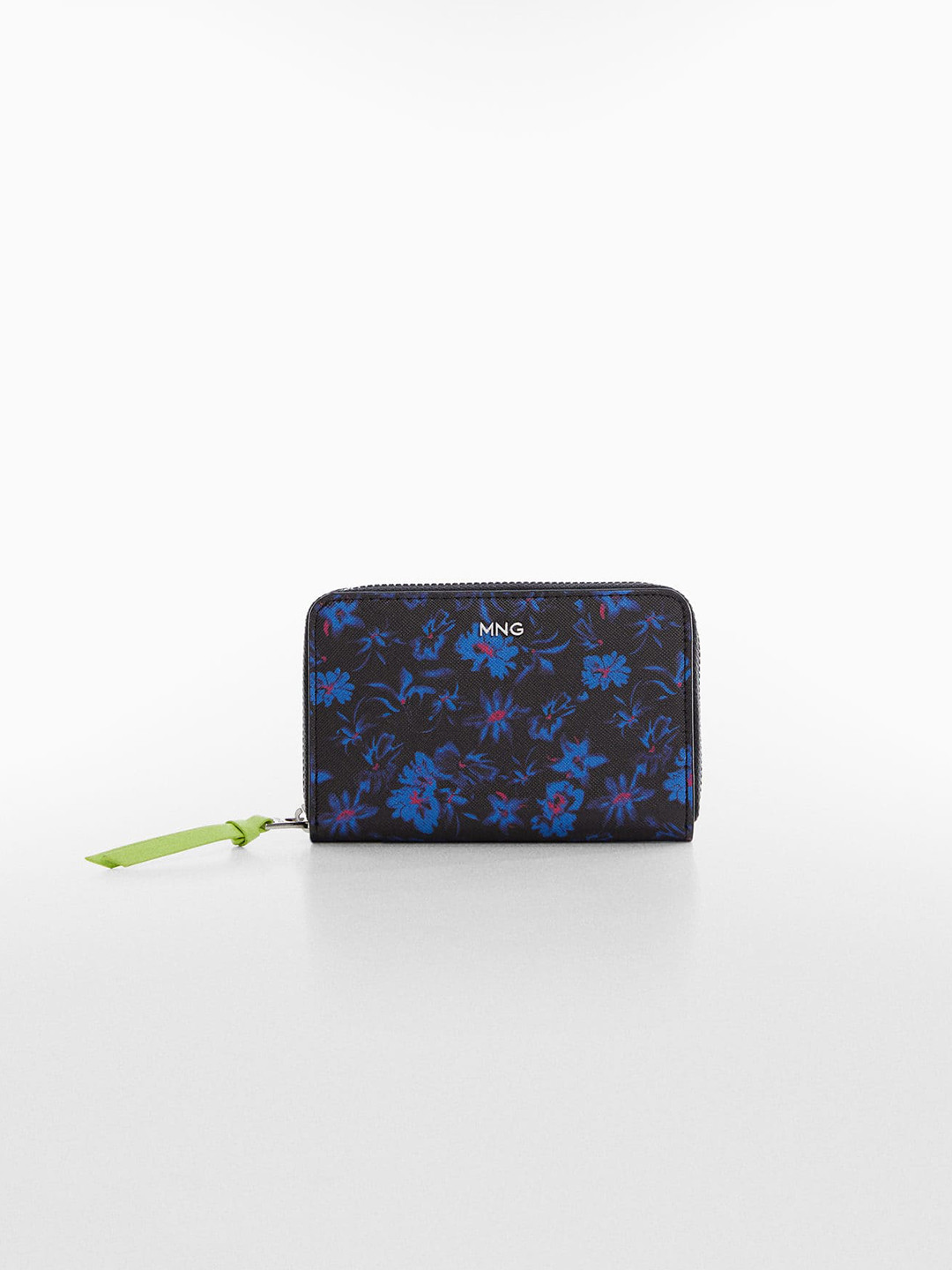 

MANGO Women Floral Printed Zip Around Wallet, Black