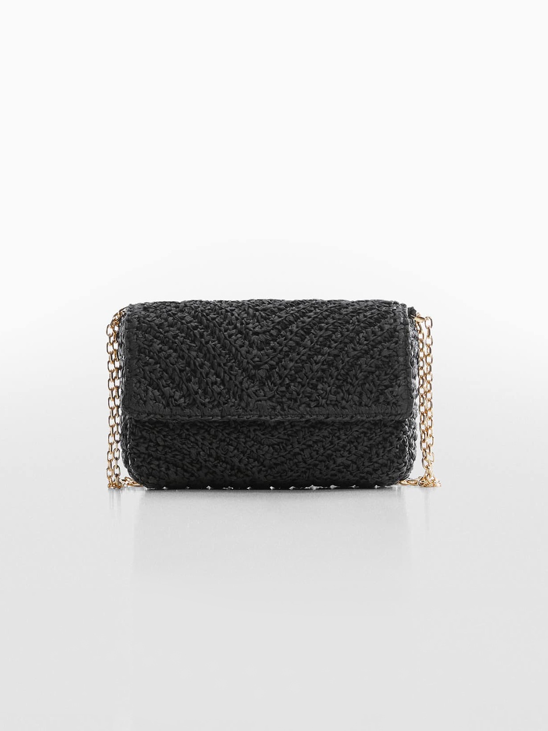 

MANGO Woven Design Textured Structured Sling Bag, Black