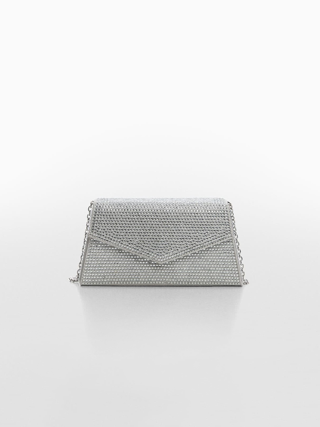 

MANGO Women Embellished Structured Party Sling Bag, Silver