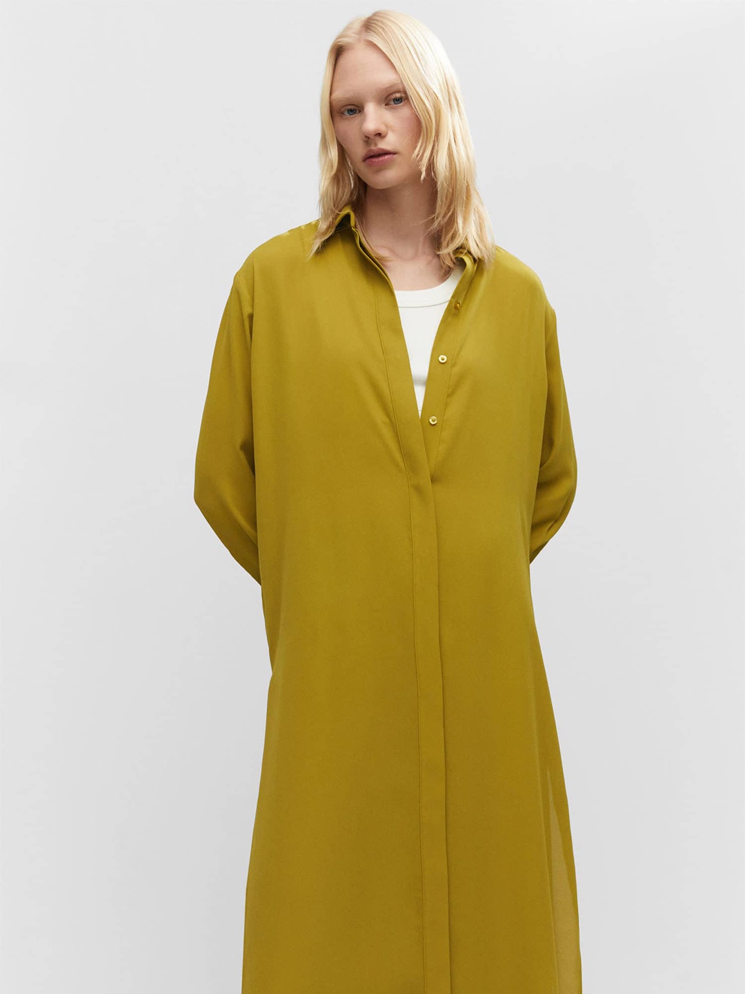 

MANGO Shirt Collar Tunic, Olive