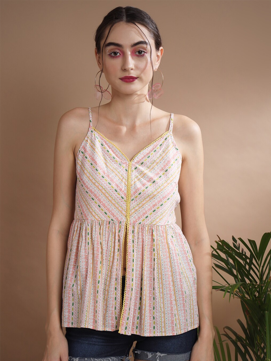 

DressBerry Print Ethnic Cotton Top, White
