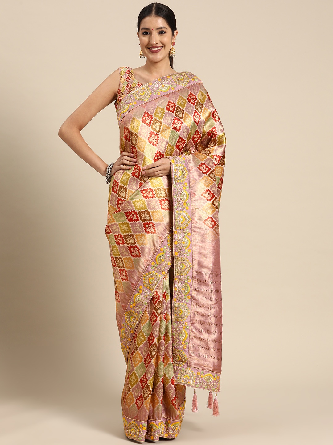 

MANOHARI Woven Design Ethnic Motifs Zari Banarasi Saree, Purple