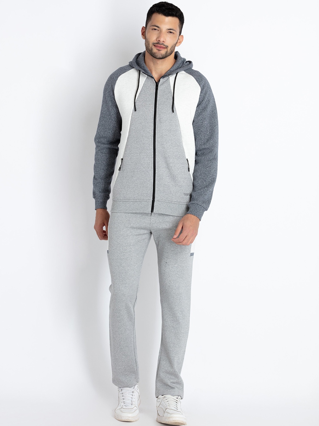 

Status Quo Men Colorblocked Hooded Tracksuits, Grey
