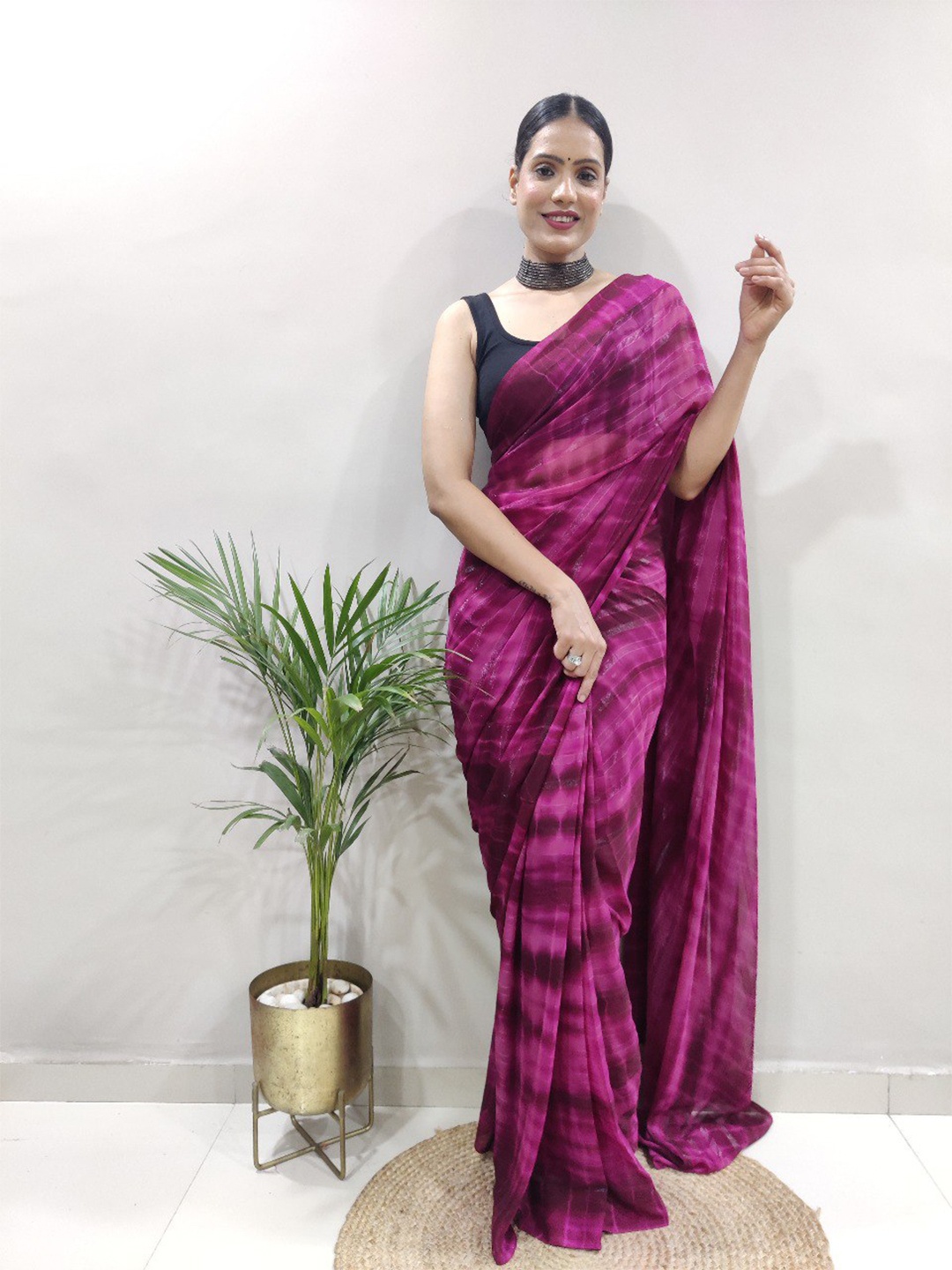 

VEERAX Tie and Dye Saree, Purple