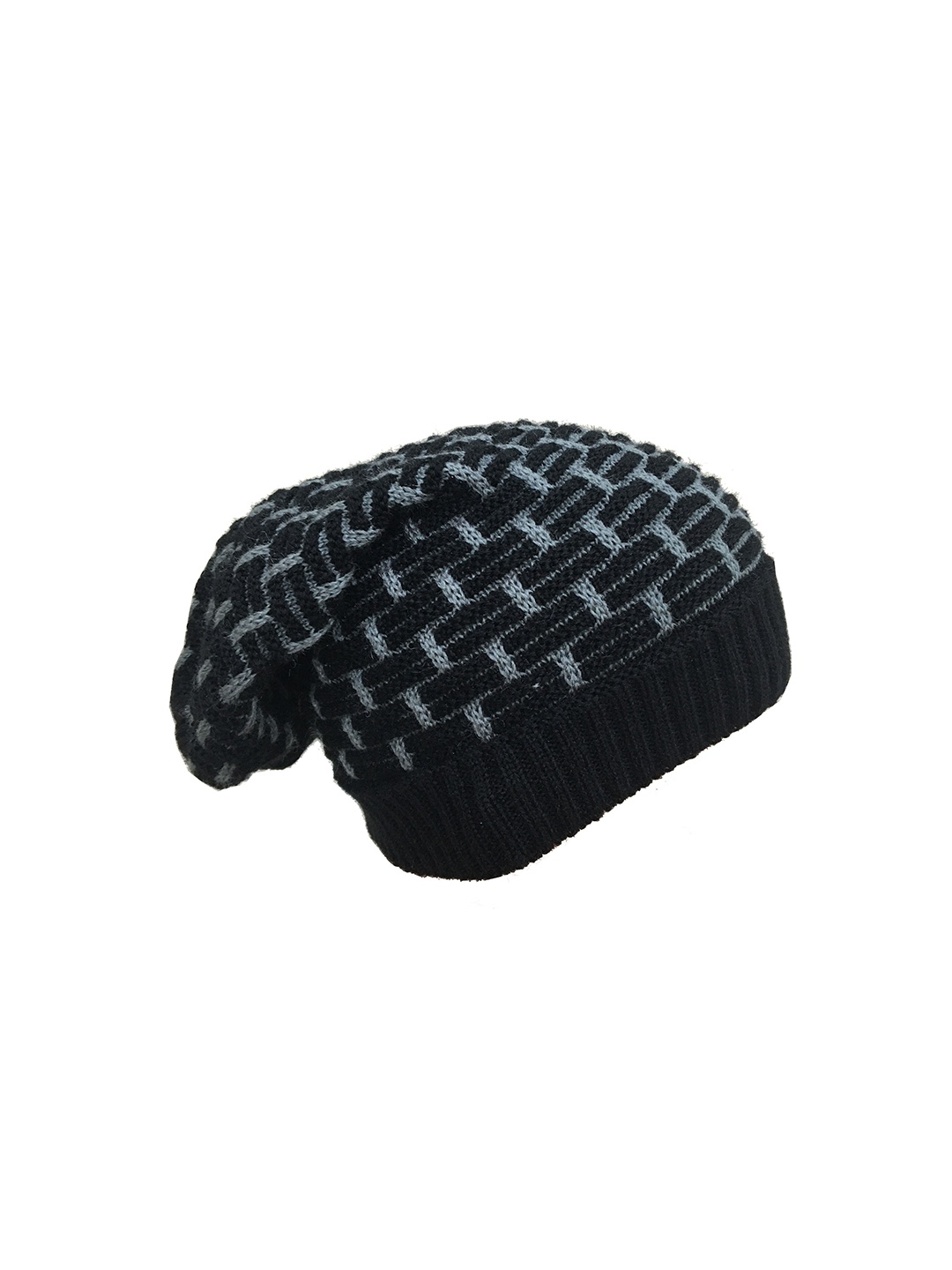 Gajraj Unisex Self Design Acrylic Beanie, Black