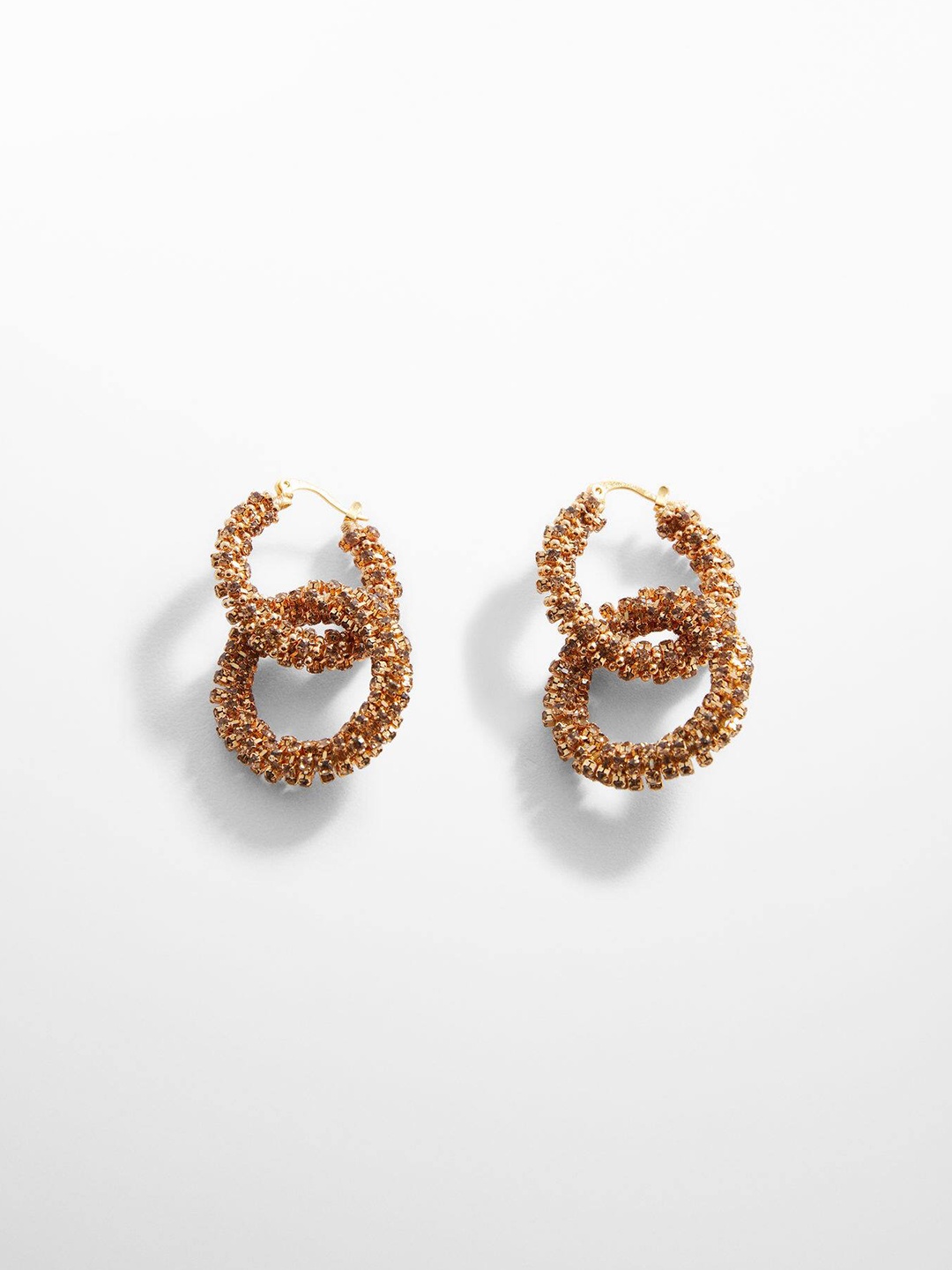 

MANGO Intertwined Hoop Earrings, Bronze