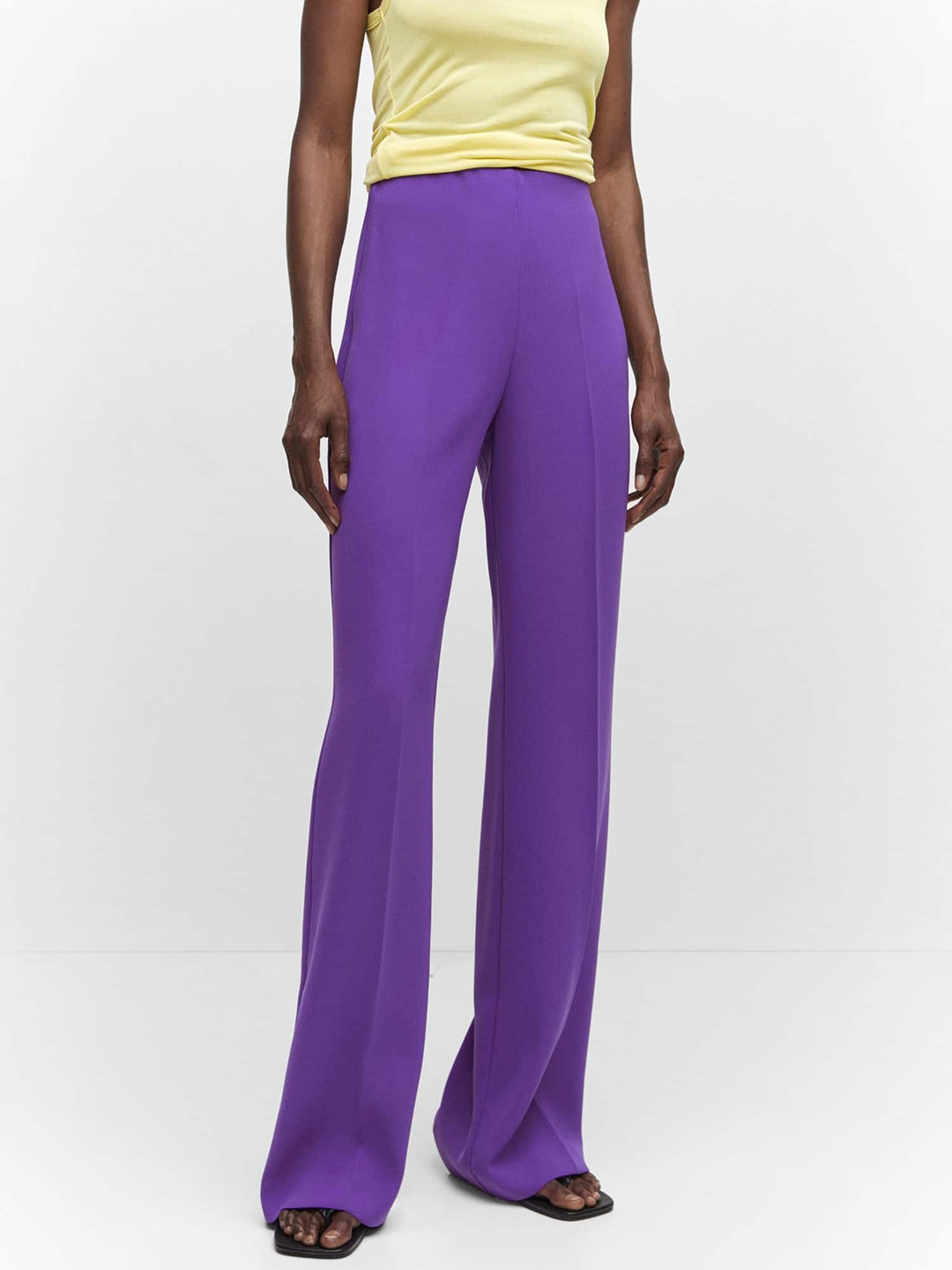 

MANGO Women Wide Leg Trousers, Purple