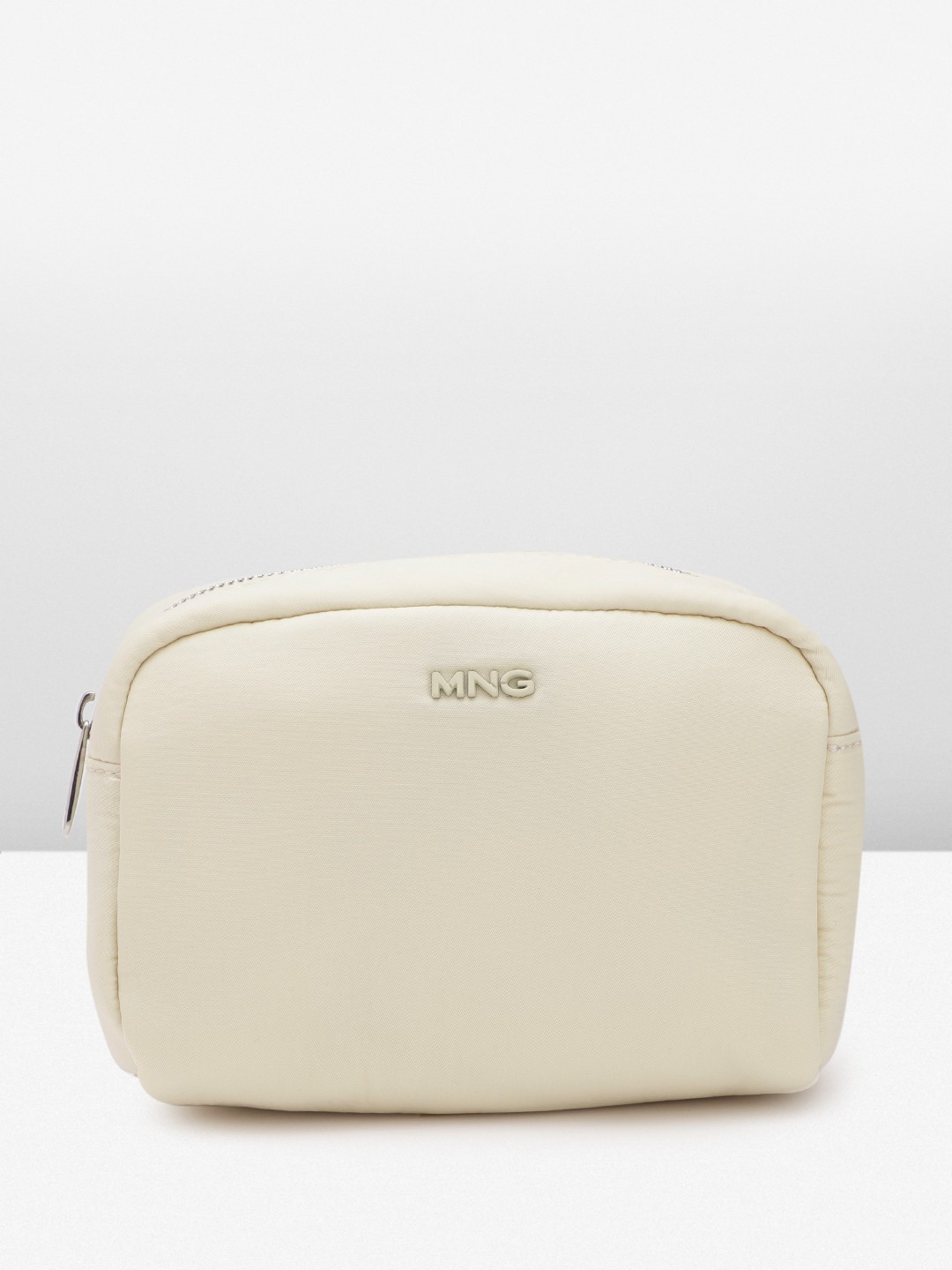 

MANGO Women Brand Logo Detail Cosmetic Pouch, Off white