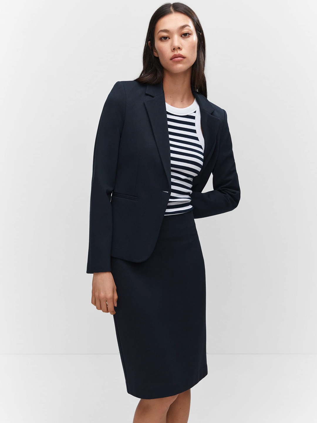 

MANGO Single-Breasted Fitted Blazed, Navy blue