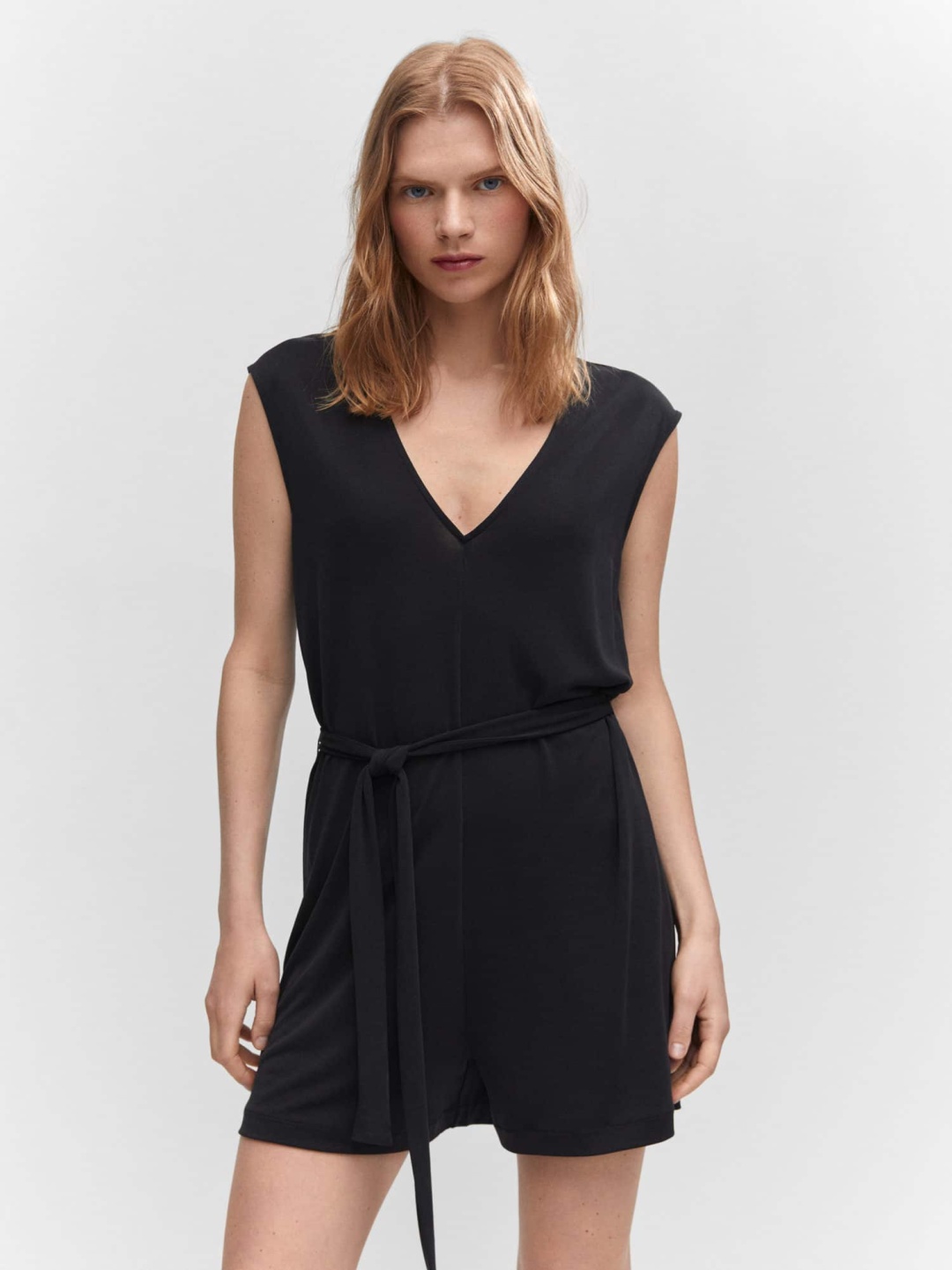 

MANGO Solid Playsuit, Black