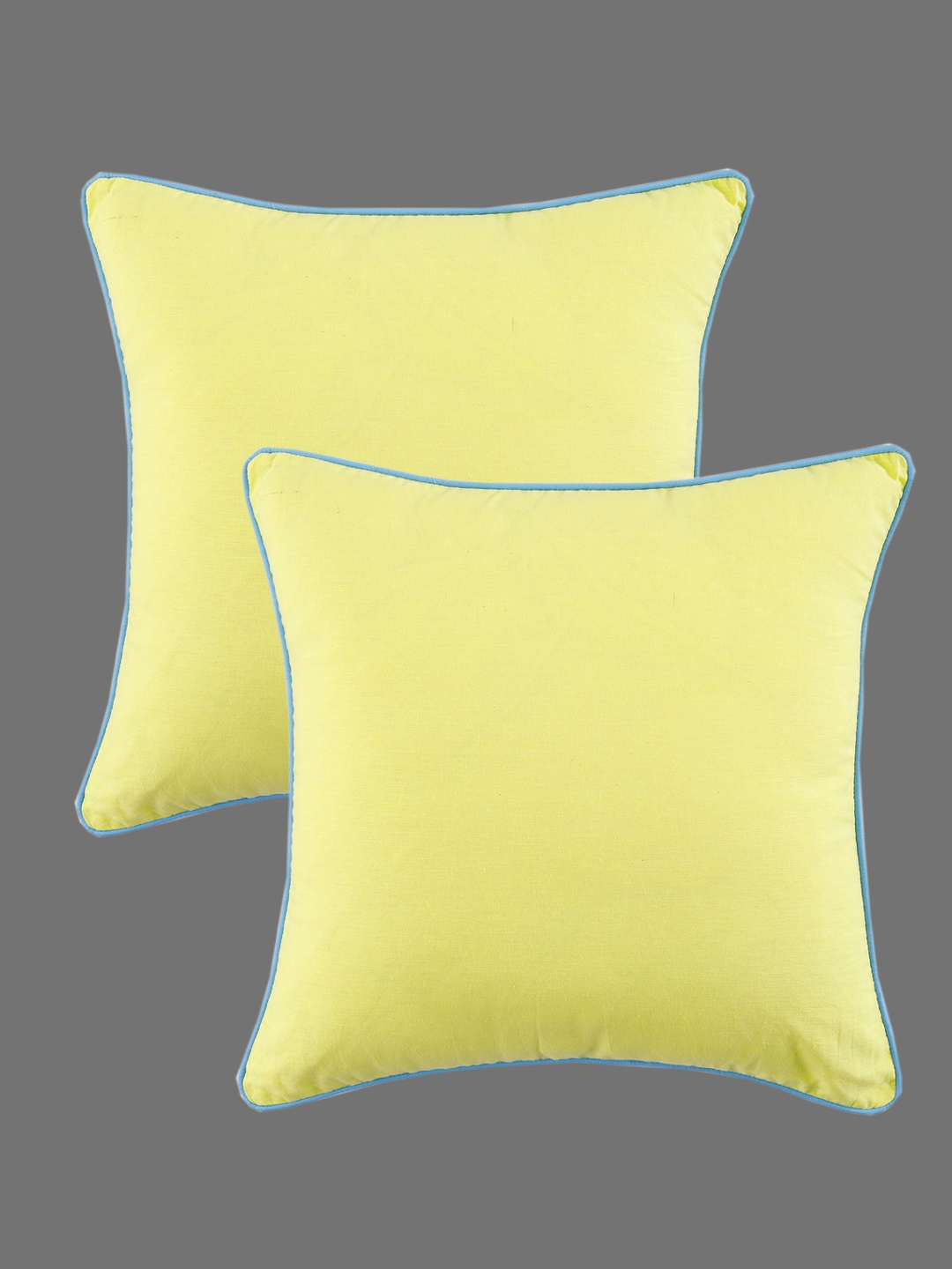 

HANDICRAFT PALACE Yellow & Blue Set of 2 Square Cushion Covers