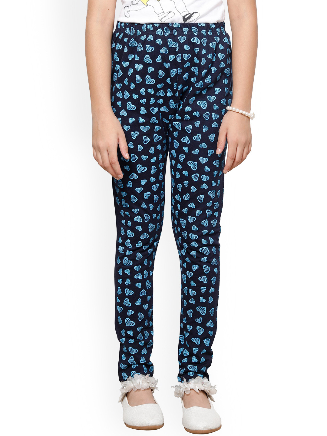

BAESD Girls Printed Super Soft Cotton Lycra Ankle Length Legging, Navy blue