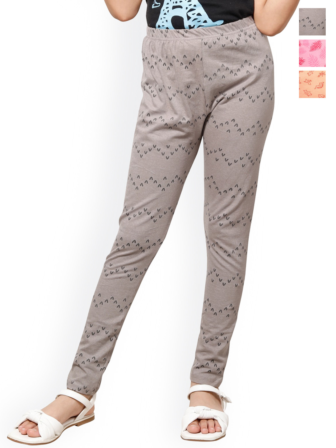 

BAESD Girls Pack Of 3 Printed Ankle Length Leggings, Orange