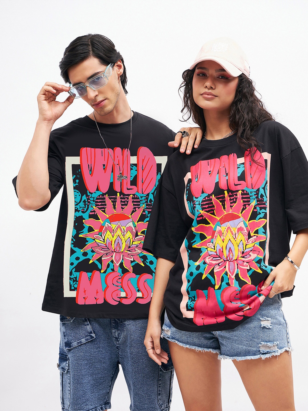 

MASCLN SASSAFRAS Graphic Printed Oversized Cotton T-shirt, Black