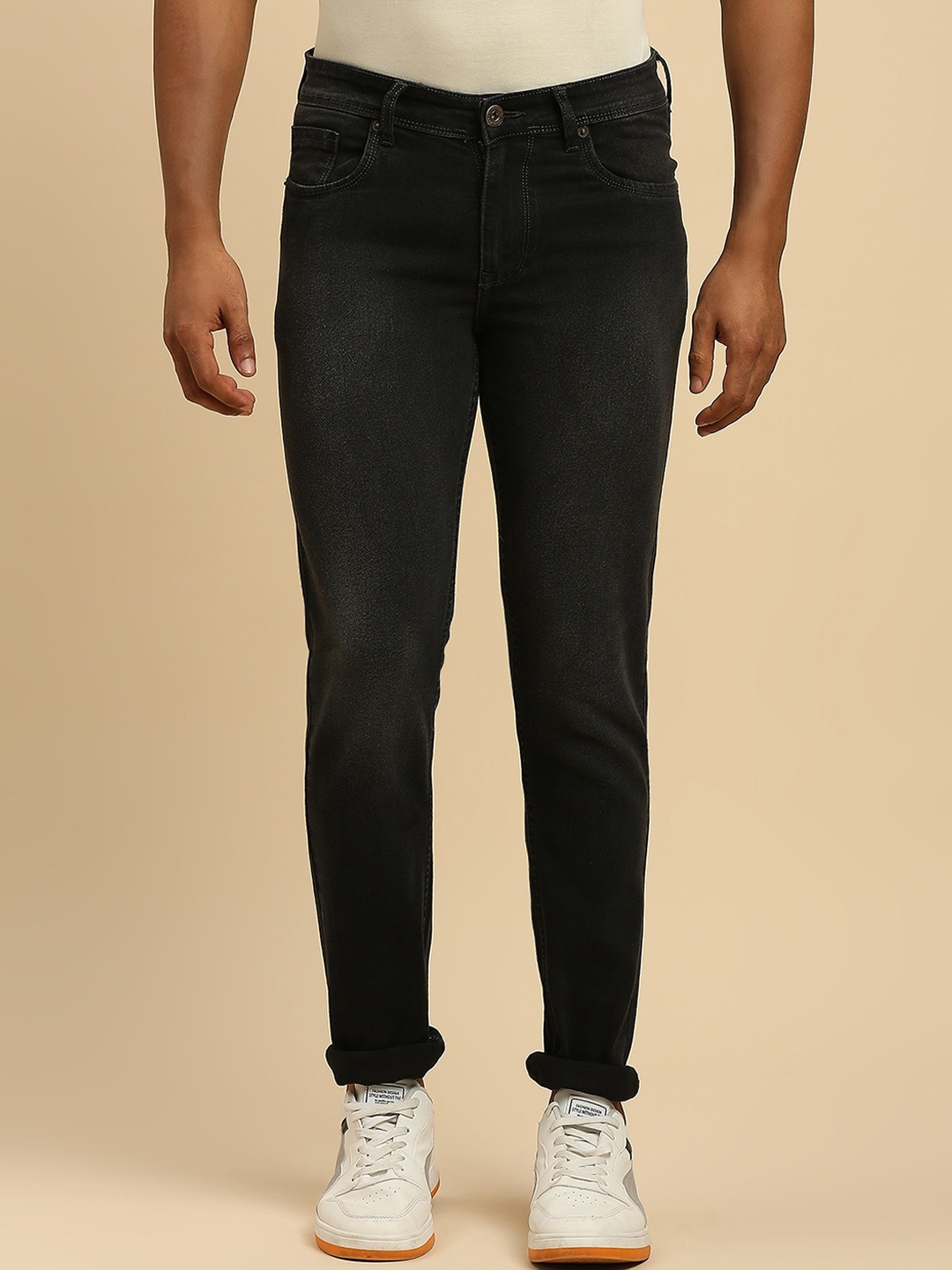 

HJ HASASI Men Slim Fit Light Fade Acid Wash Clean Look Stretchable Jeans, Black