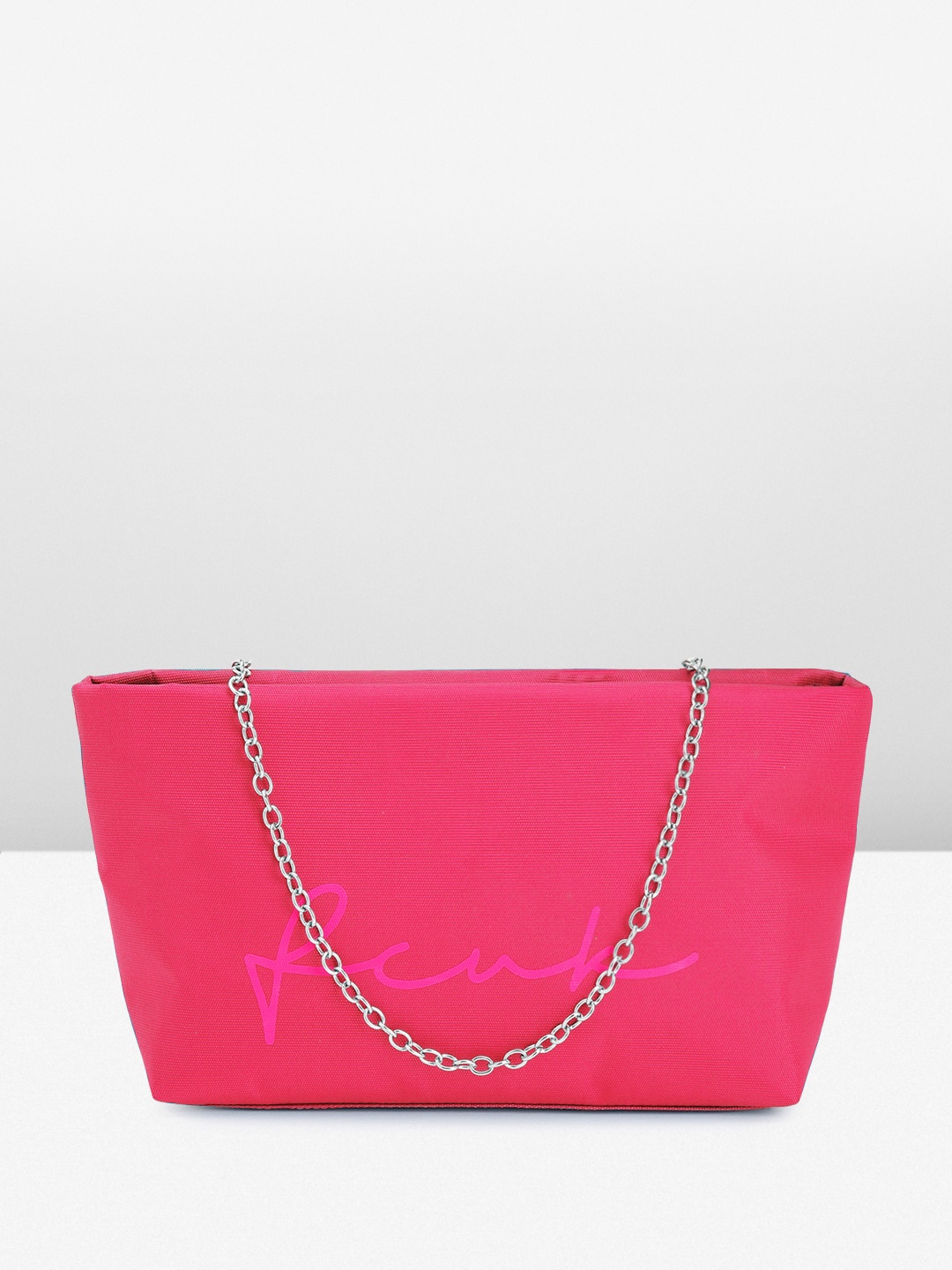 

French Connection Brand Logo Printed Structured Sling Bag, Pink