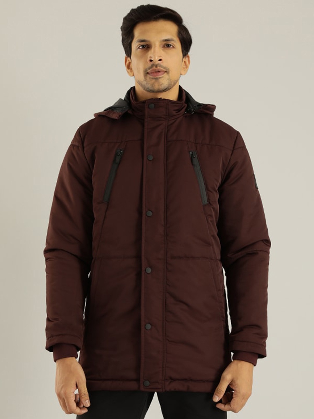 

Indian Terrain Hooded Longline Padded Jacket, Maroon