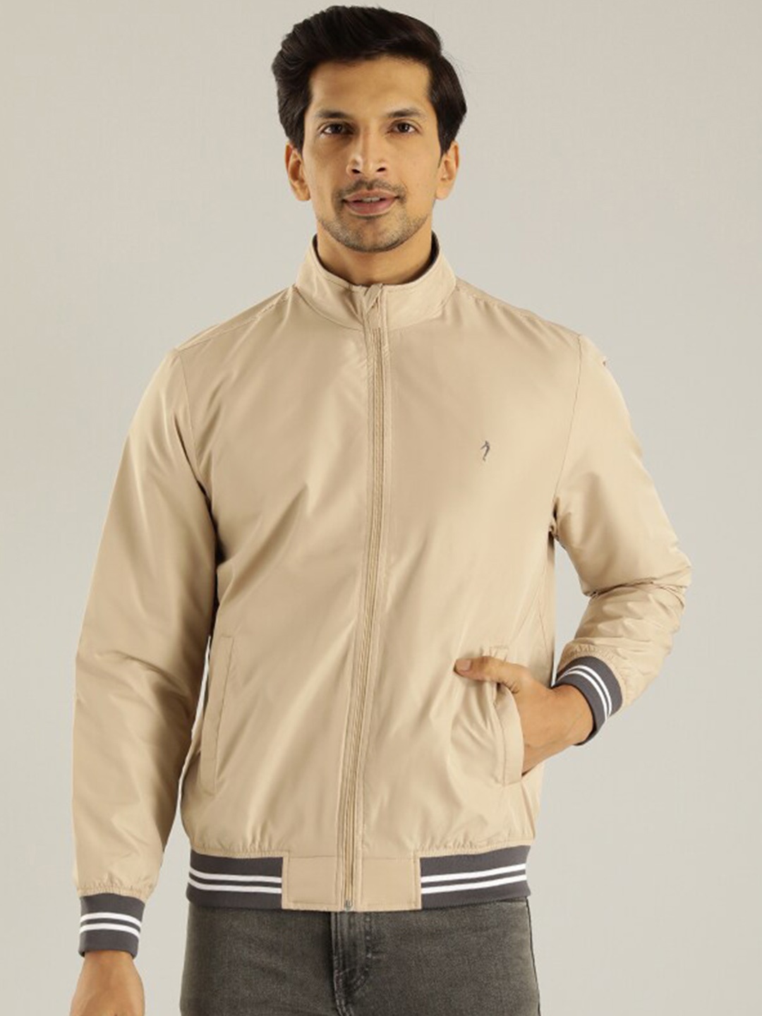 

Indian Terrain Mock Collar Bomber Jacket, Beige