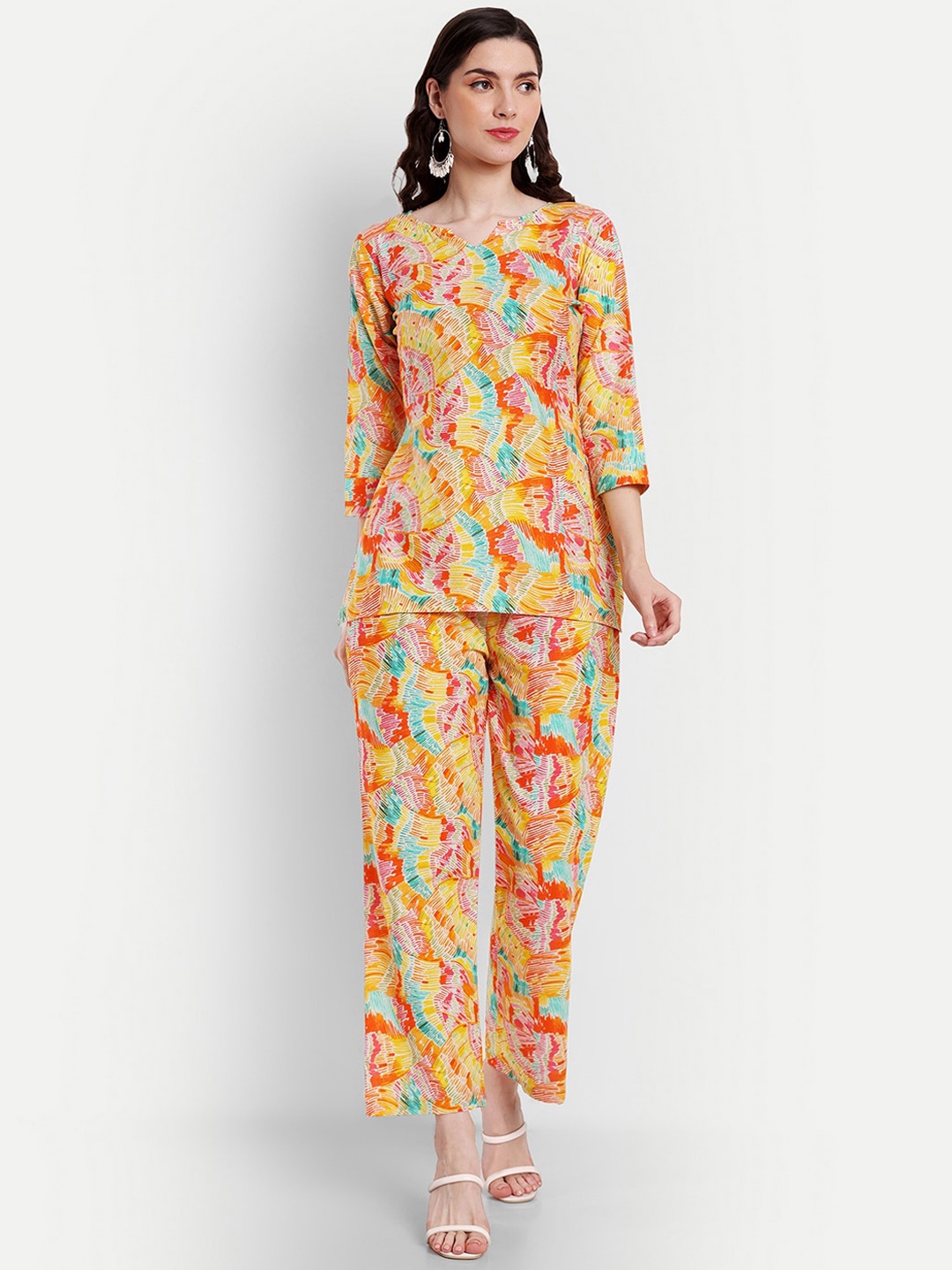 

ISAM Geometric Printed Pure Cotton Top & Trouser, Yellow