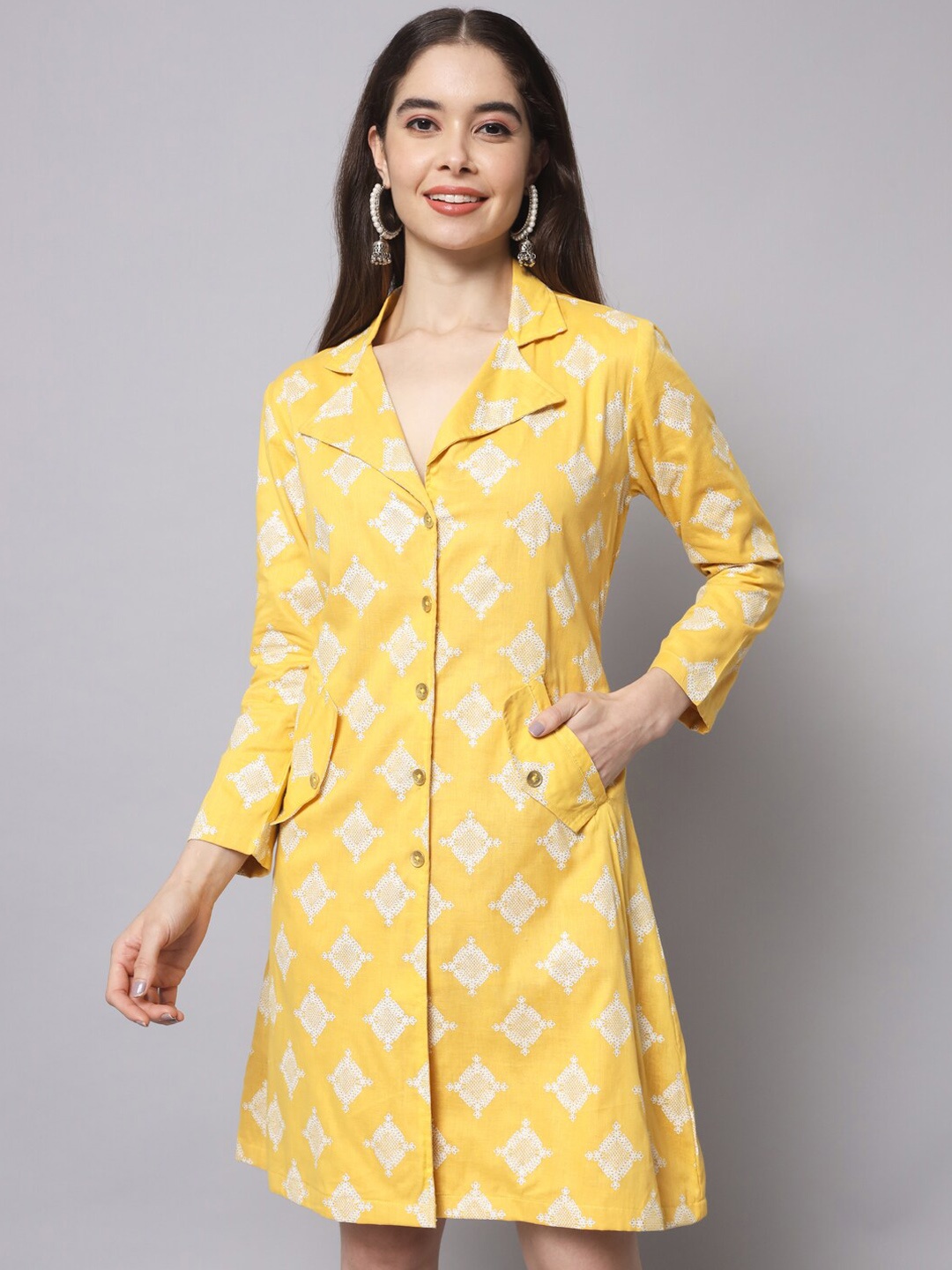 

KALINI Floral Longline Open Front Jacket, Yellow