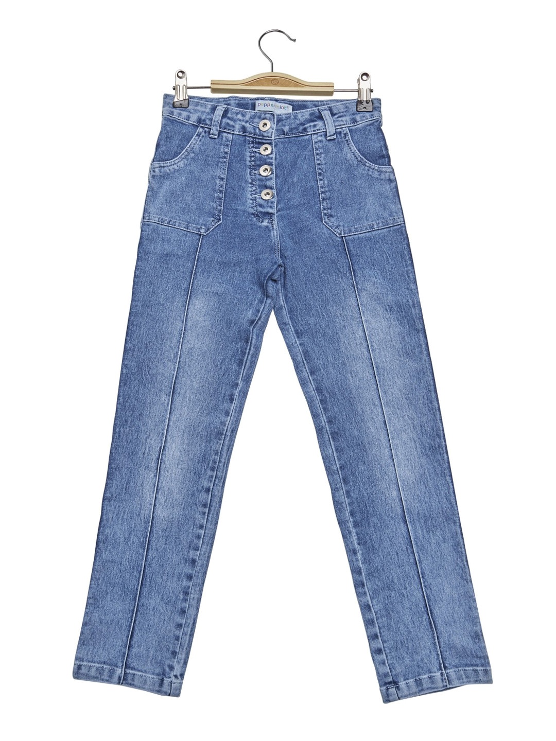 

Peppermint Girls Classic Fit High-Rise Denim Trousers, Blue