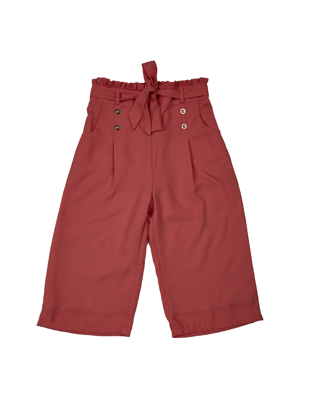 

Peppermint Girls Relaxed Flared High-Rise Pleated Culottes Trousers, Rust