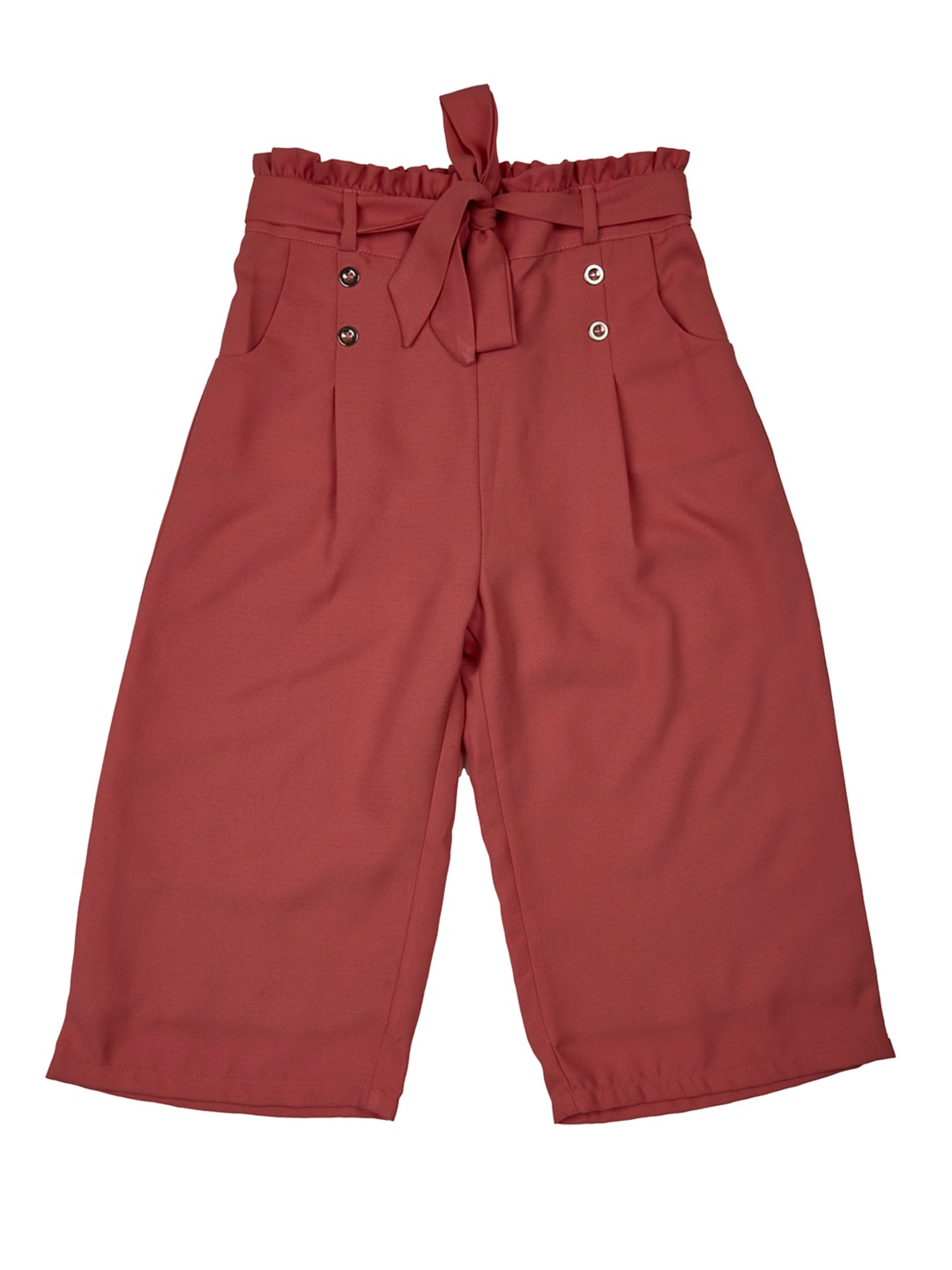 

Peppermint Girls Relaxed Flared High-Rise Pleated Culottes Trousers, Maroon