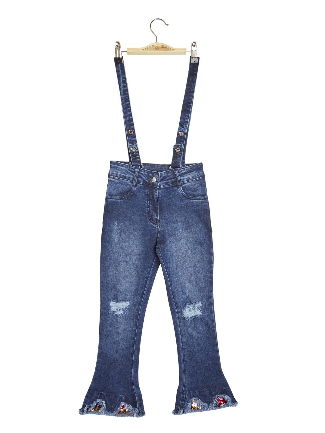 

Peppermint Girls Mildly Distressed Light Fade Pure Cotton Bootcut Jeans, Navy blue