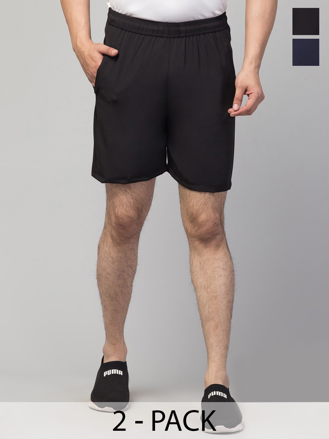 Apraa & Parma Men Pack Of 2 e-Dry Technology Training Sports Shorts, Black